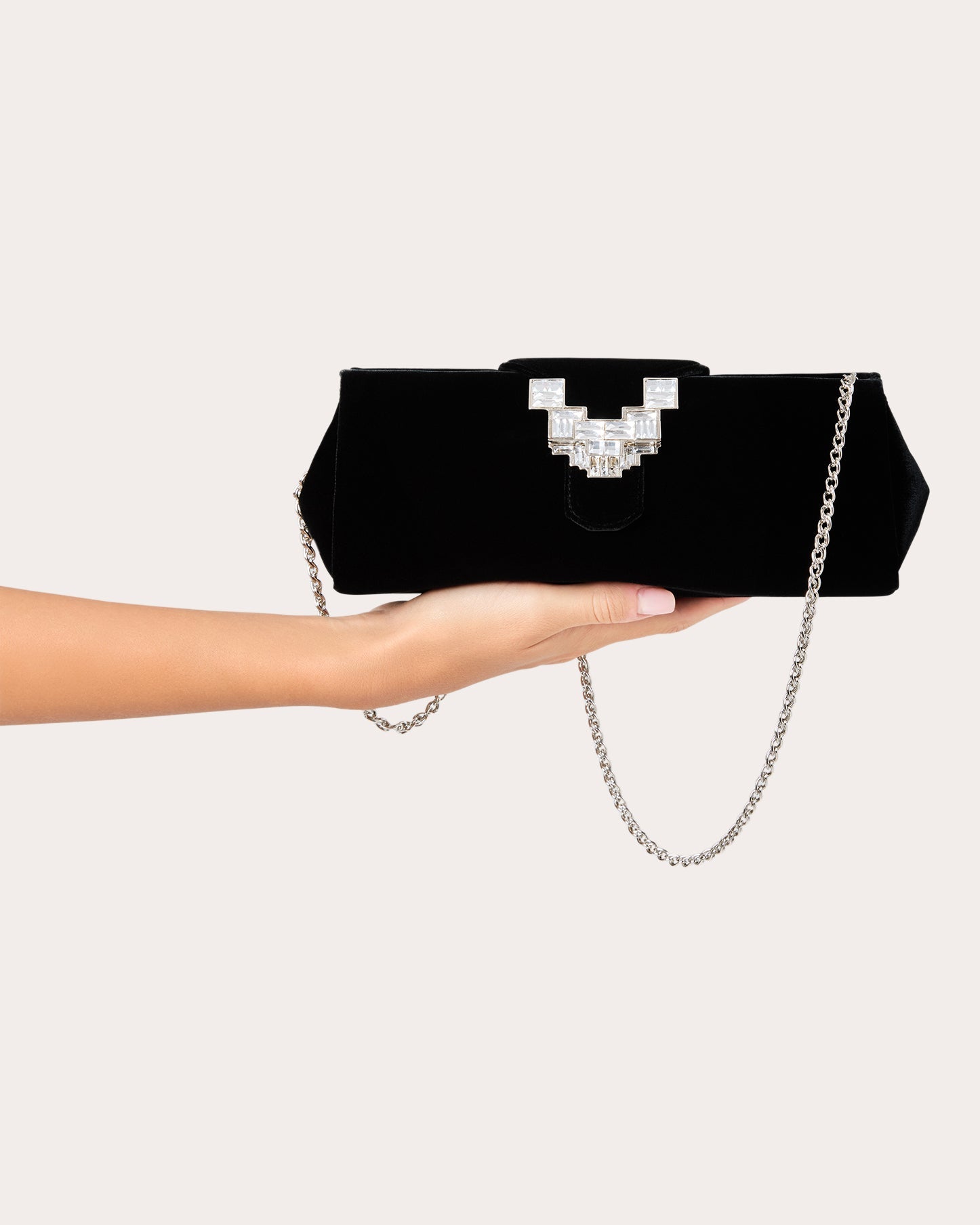 Anthea Crystal-Embellished Velvet Clutch