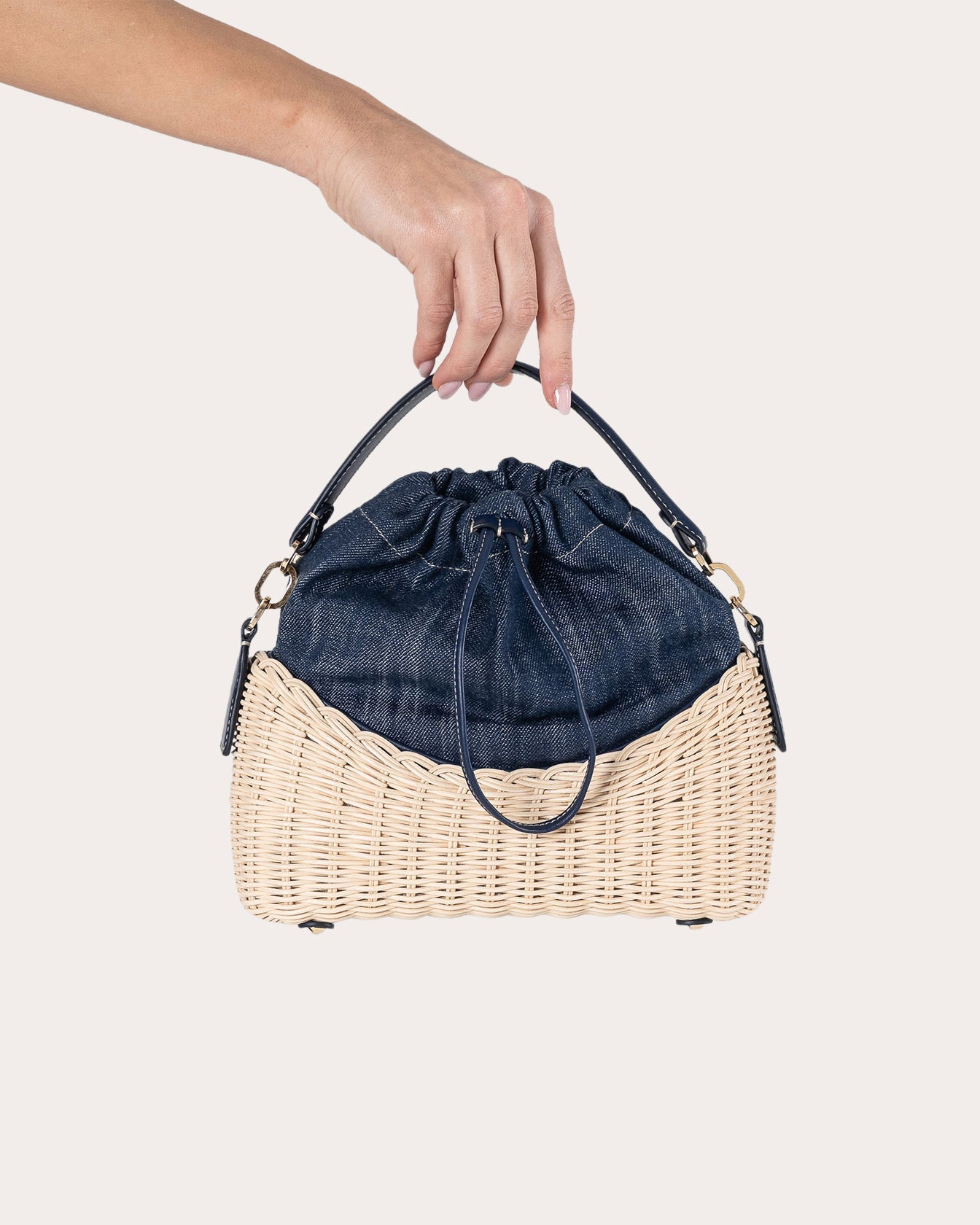 Nadine Wicker Denim Handbag