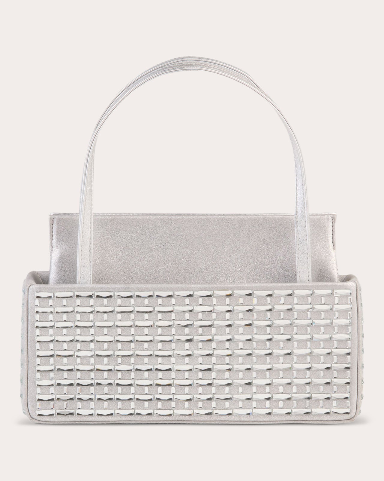 Norma Baguette Crystal Metallic Leather Handbag
