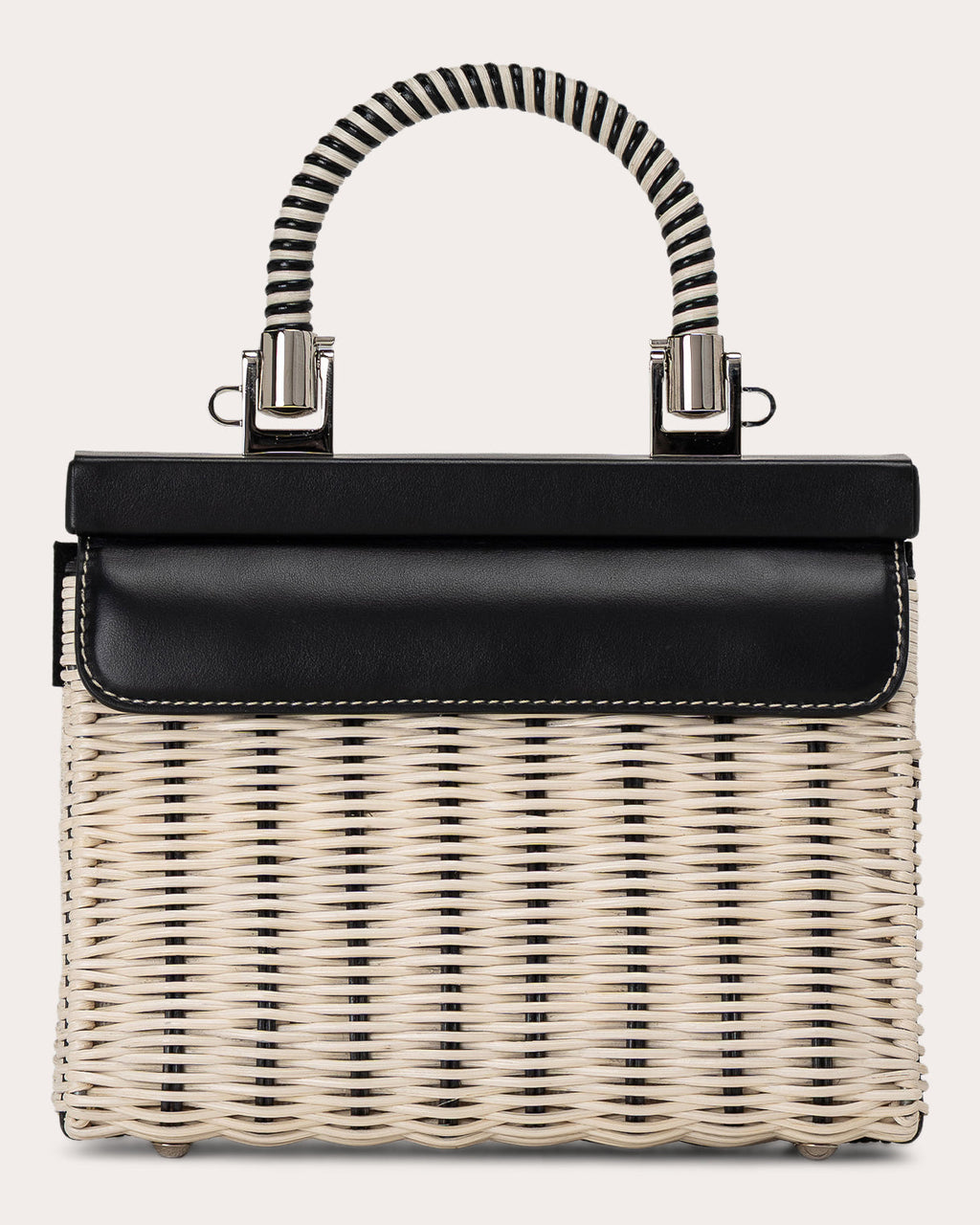 Small Paris Woven Wicker Leather Handbag