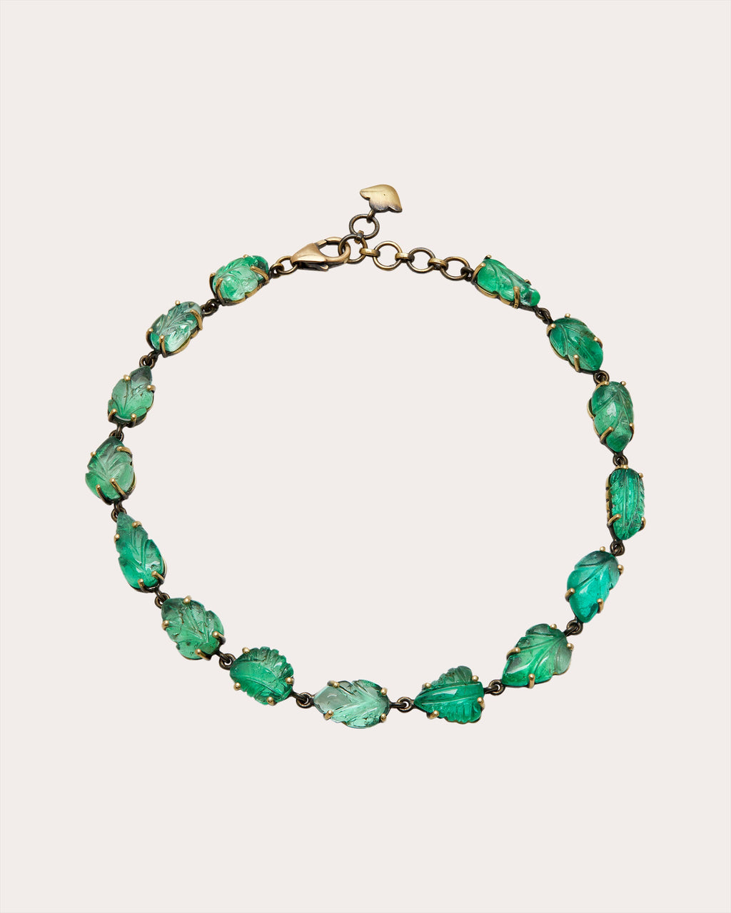 Carved Emerald & 18k Black Gold Bracelet