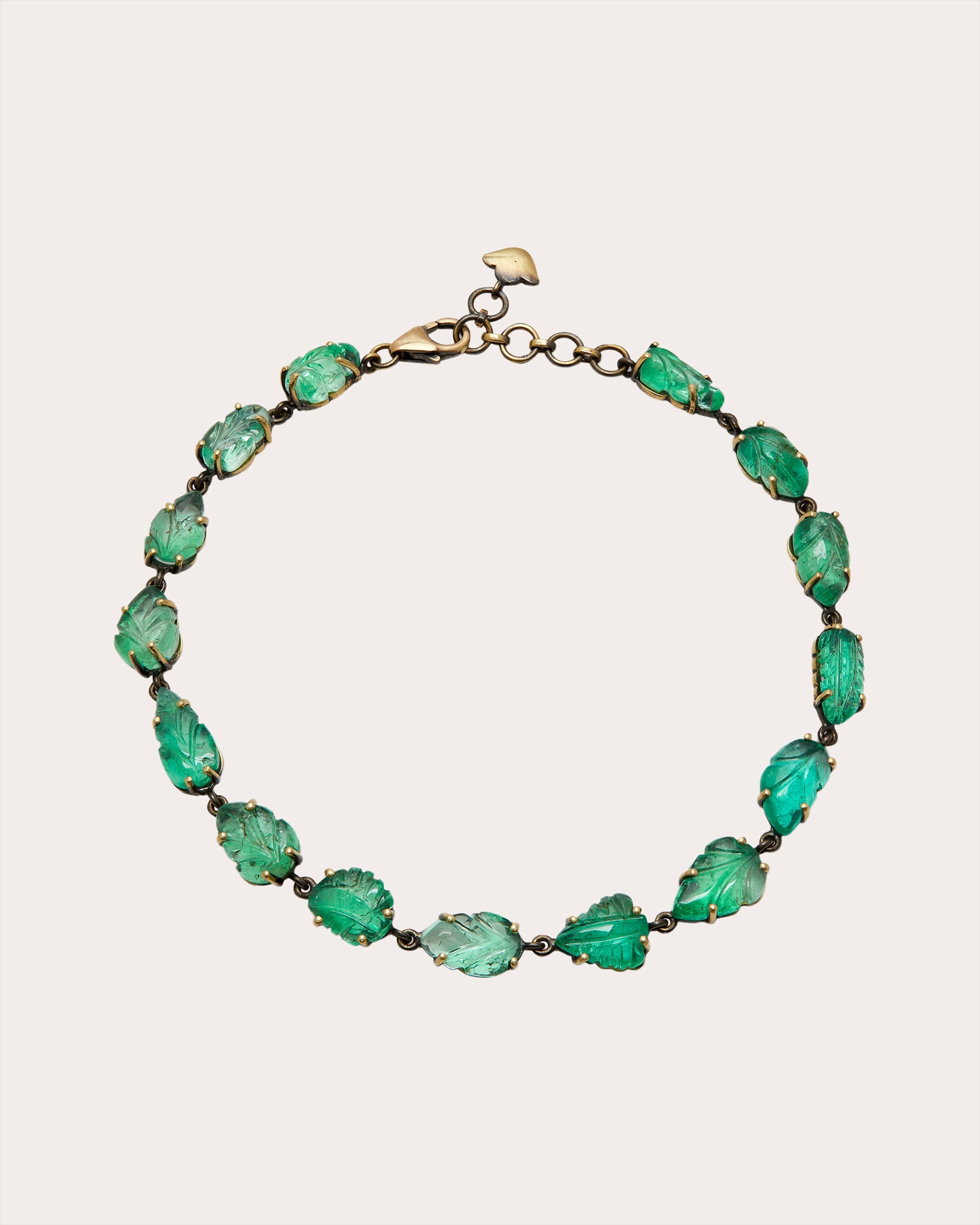 Carved Emerald & 18k Black Gold Bracelet