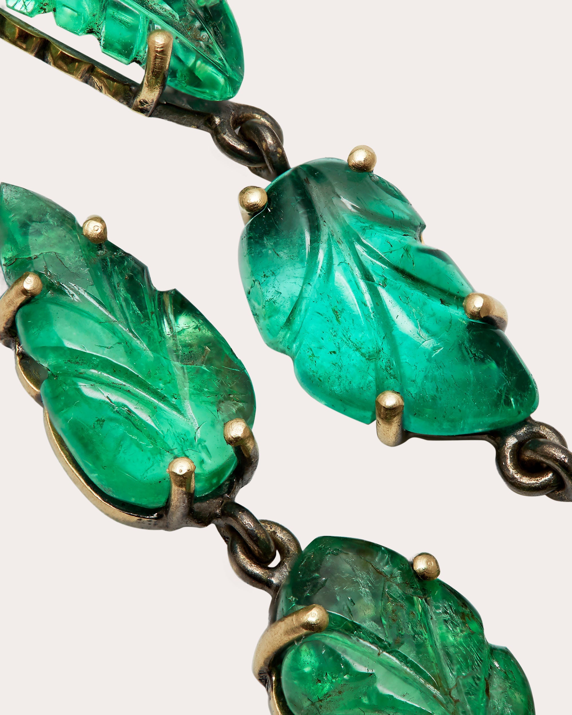 Carved Emerald & 18k Black Gold Bracelet