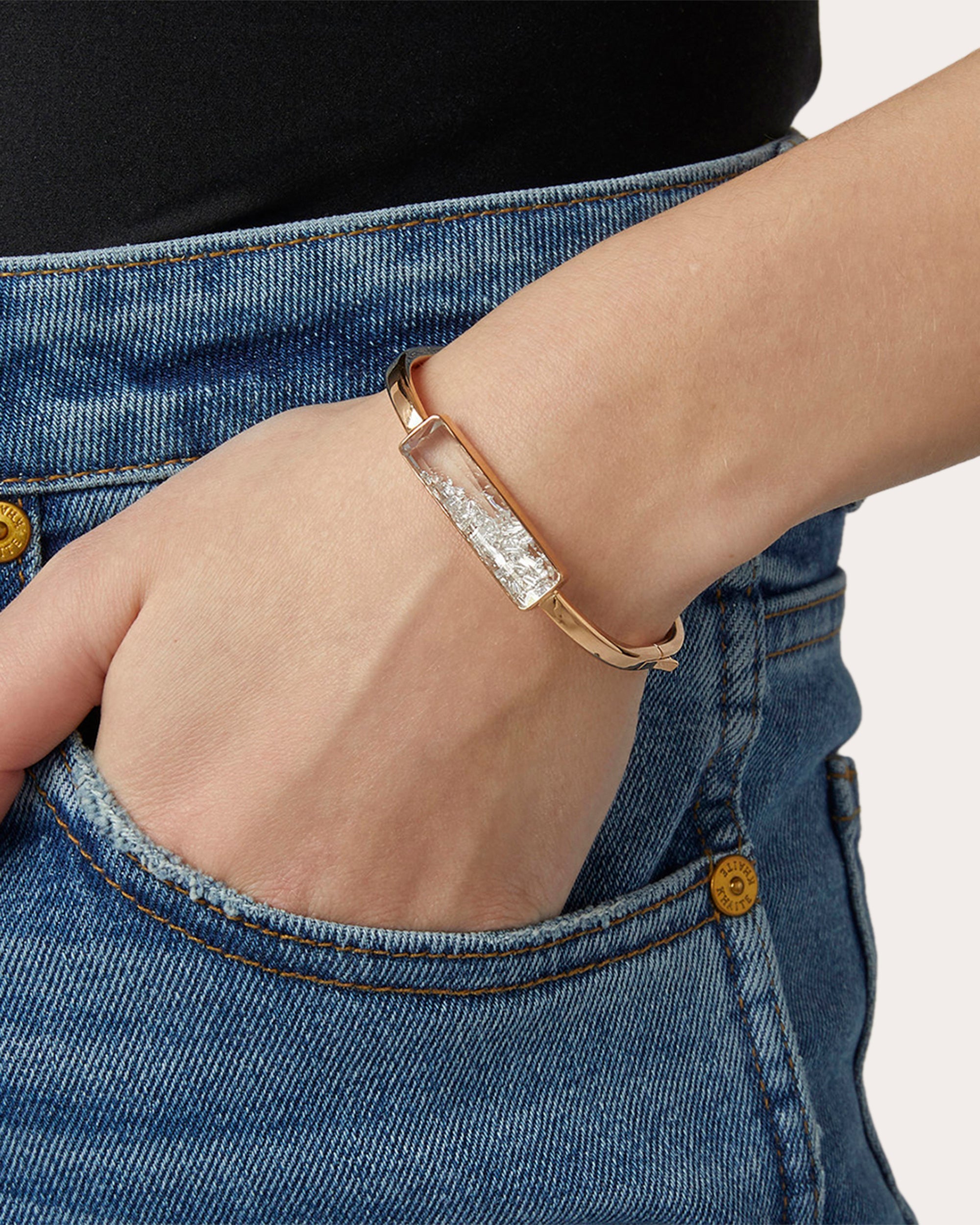 Diamond & 18k Gold Core Shaker Bangle
