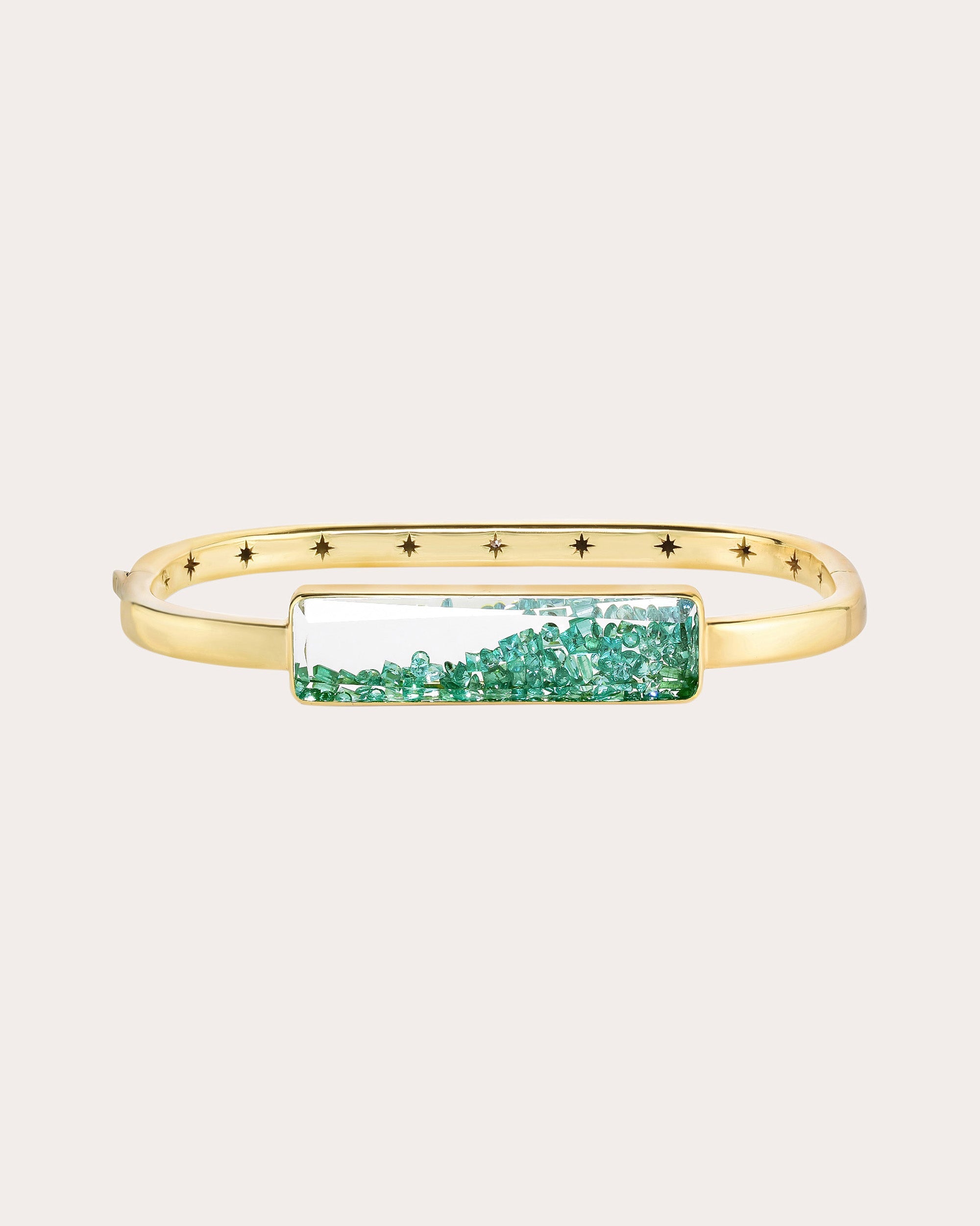 Emerald & 18k Gold Shaker Bangle
