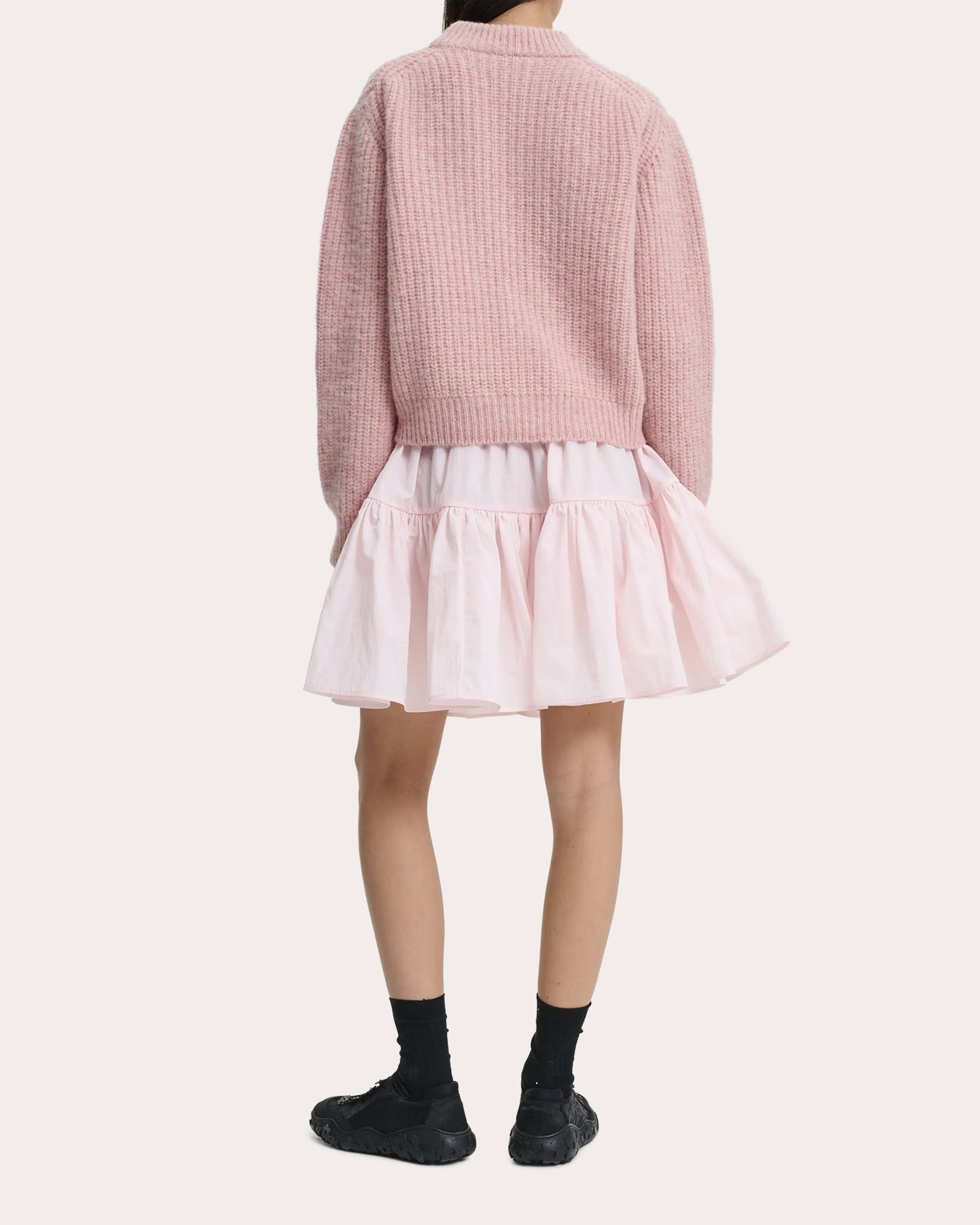Bega Floral Appliqué Wool Mock Neck Sweater