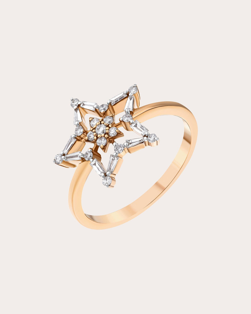 Diamond & 14k Rose Gold Sirius Star Ring