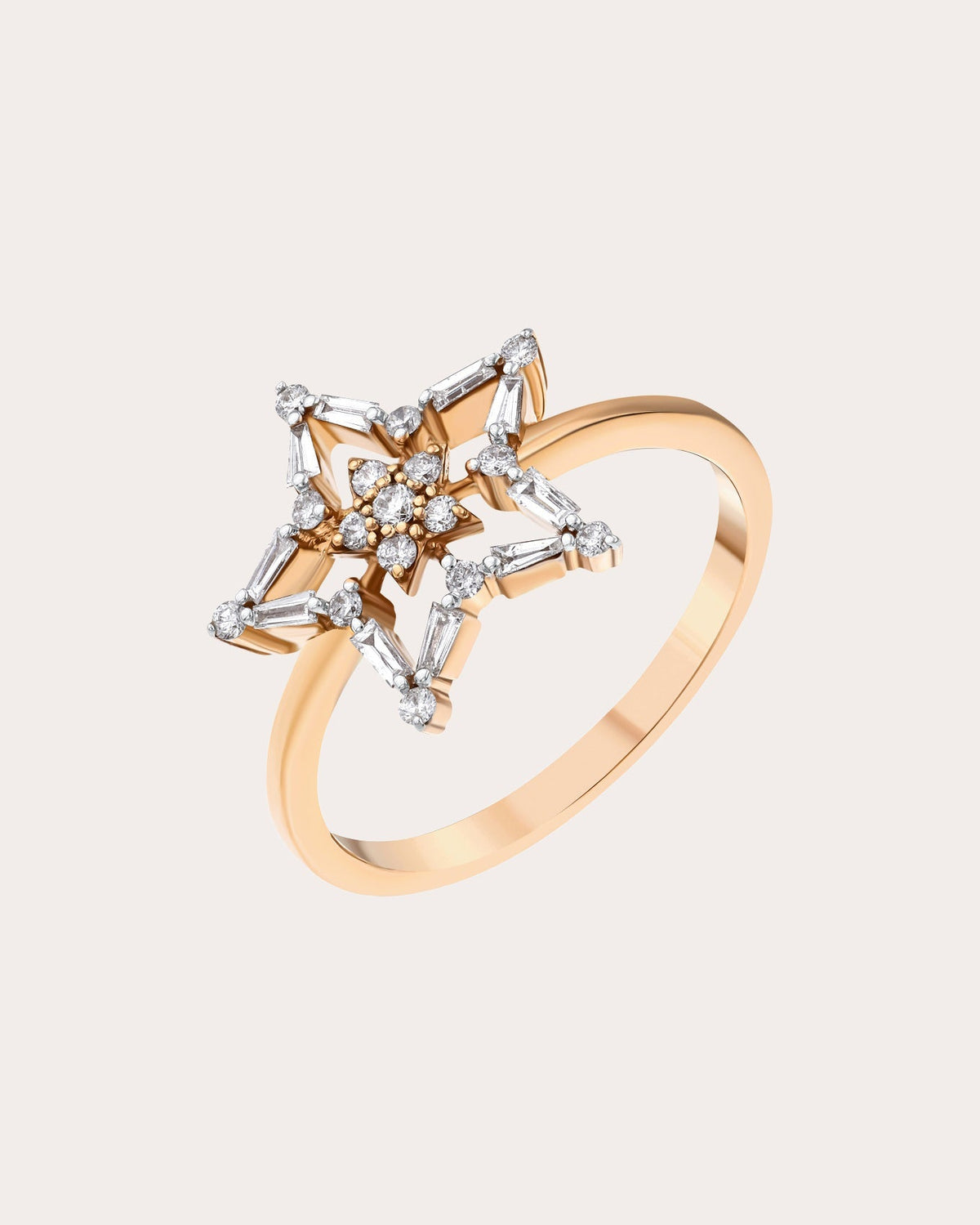 Diamond & 14k Rose Gold Sirius Star Ring