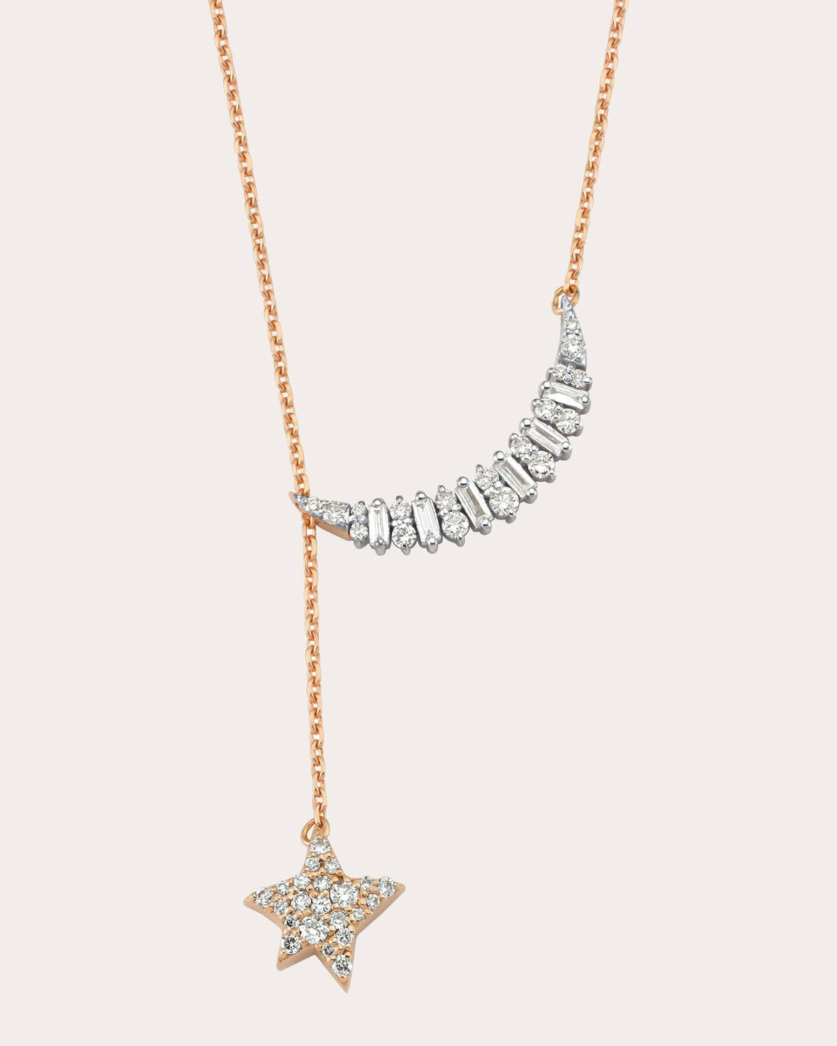 Diamond Sirius Star & Moon Necklace