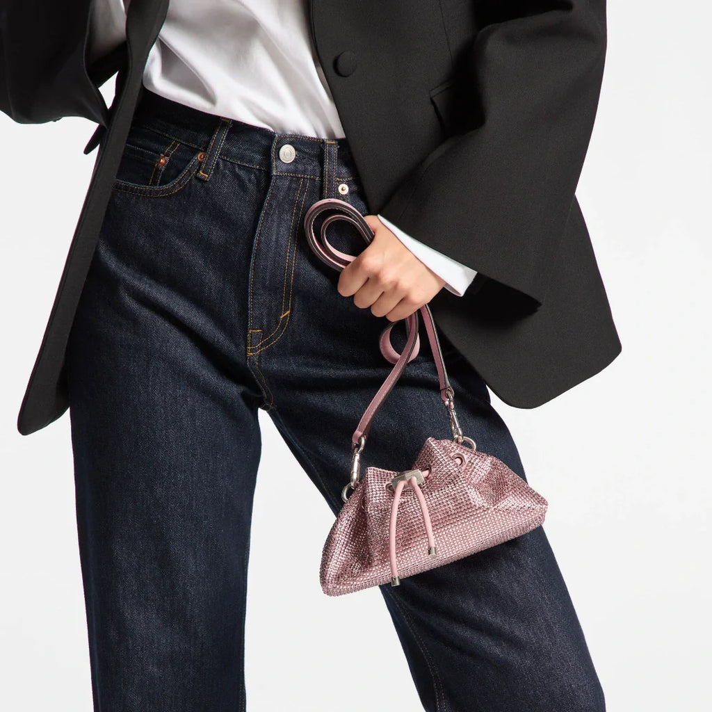 Small Cinch Crystal-Embellished Satin Shoulder Bag
