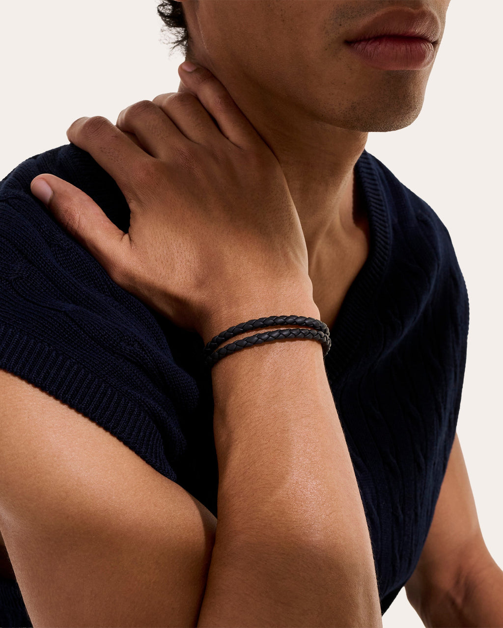 Leather Double Hook Clasp Bracelet