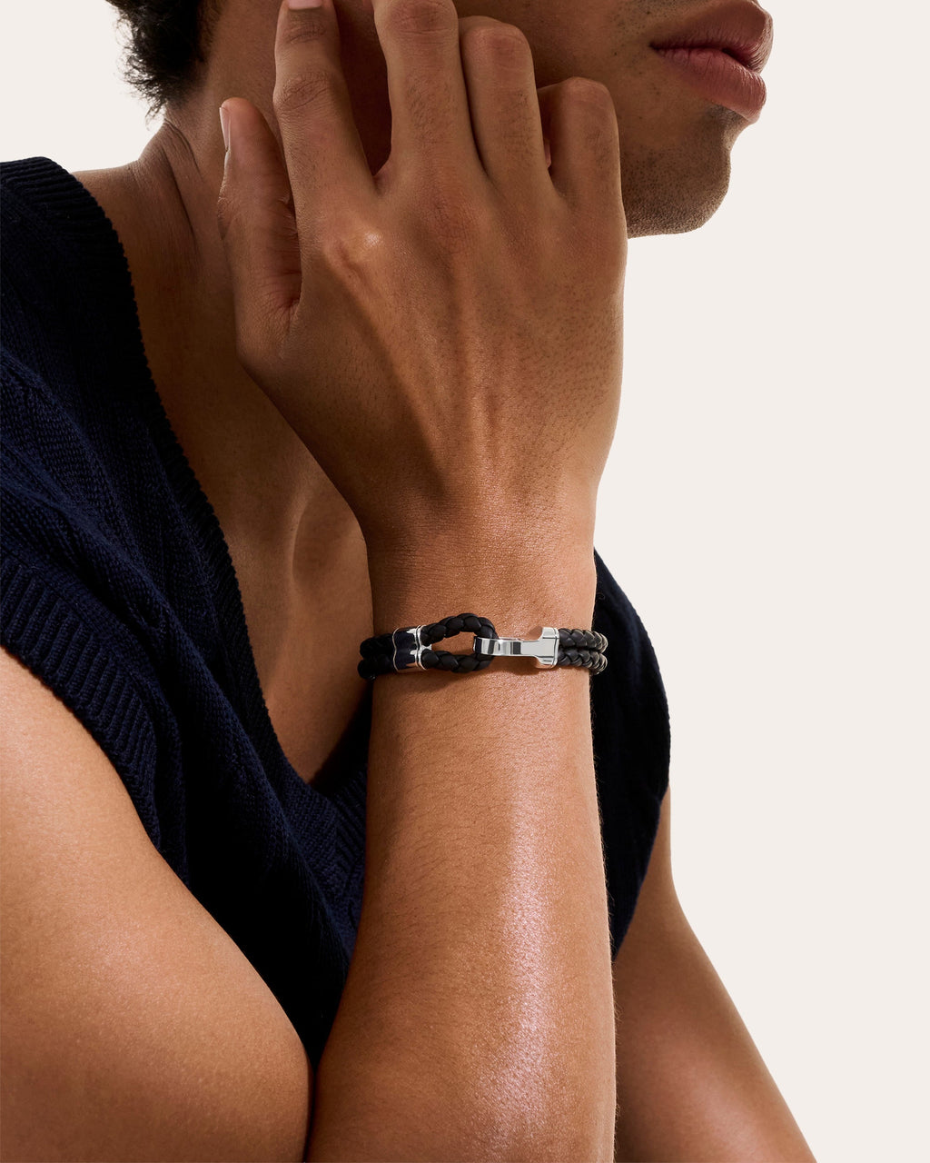 Leather Double Hook Clasp Bracelet