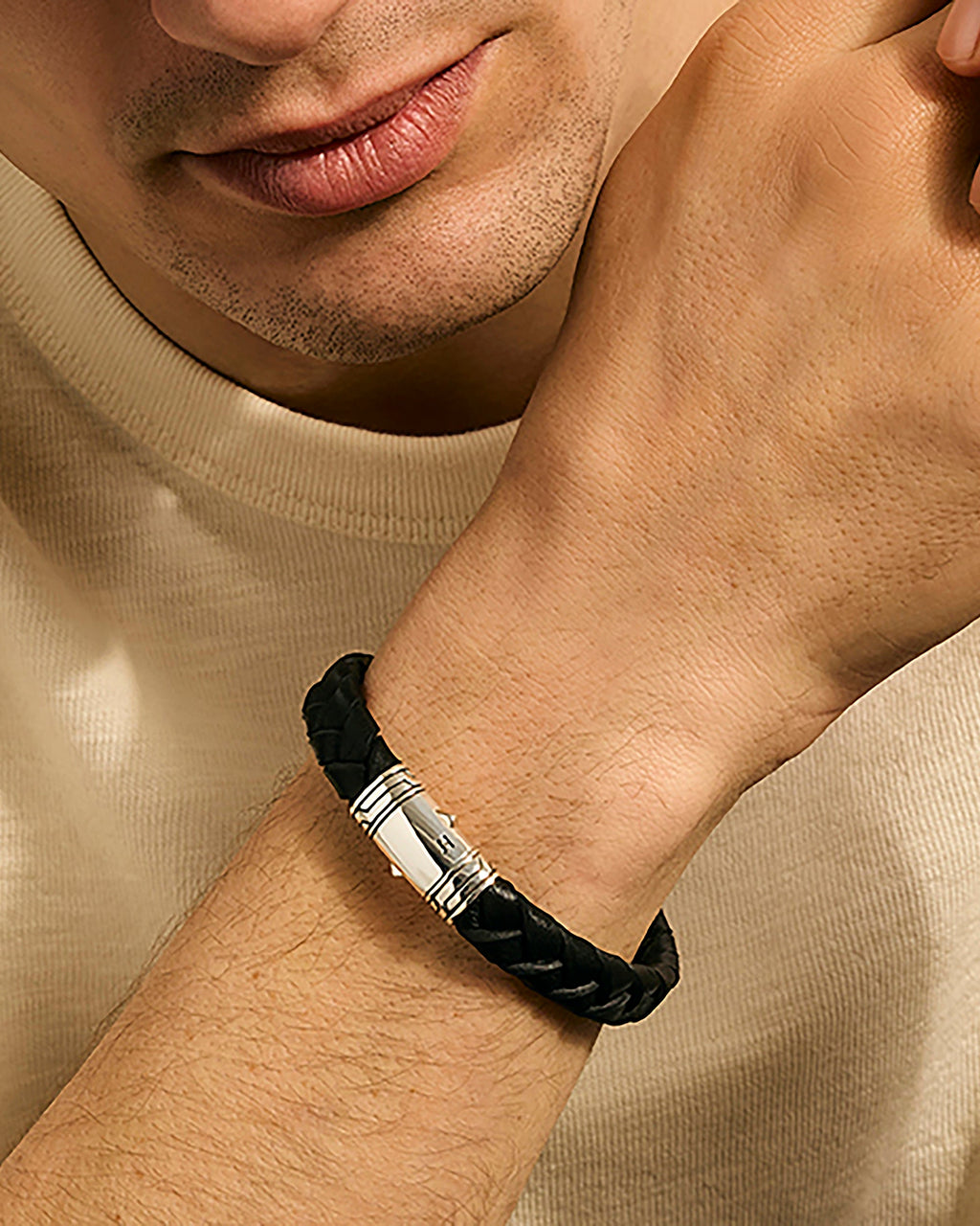Black Braided Leather Bracelet