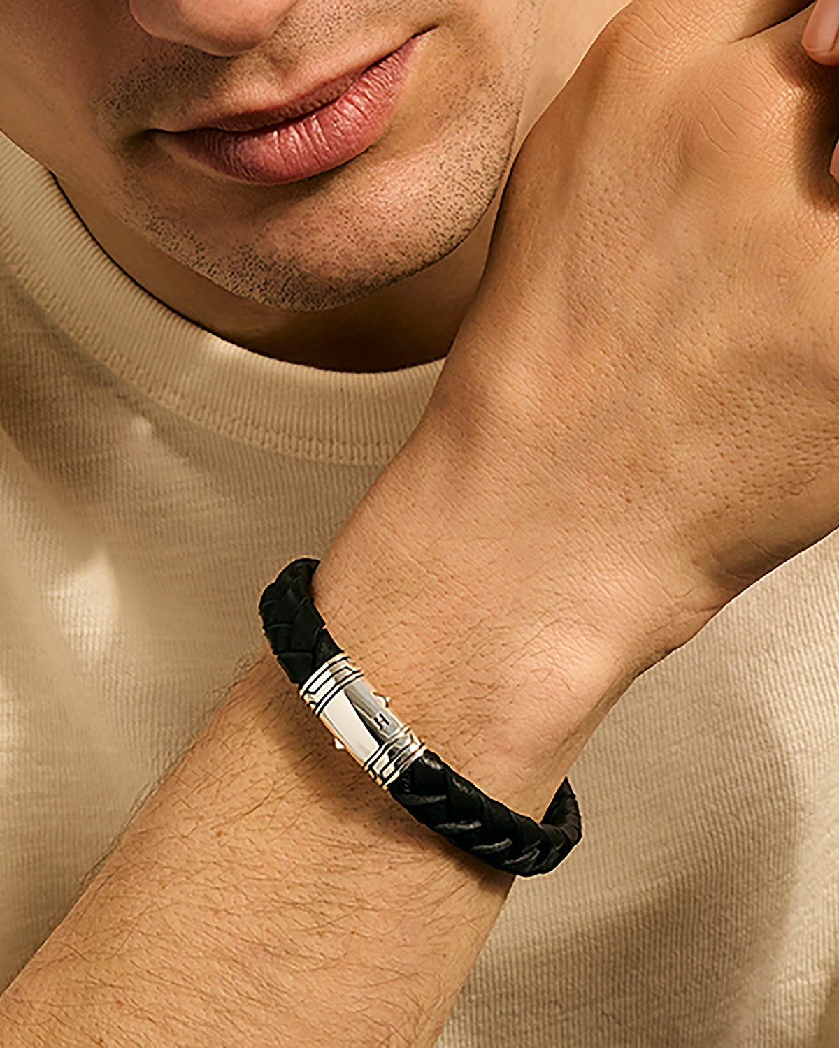 Black Braided Leather Bracelet