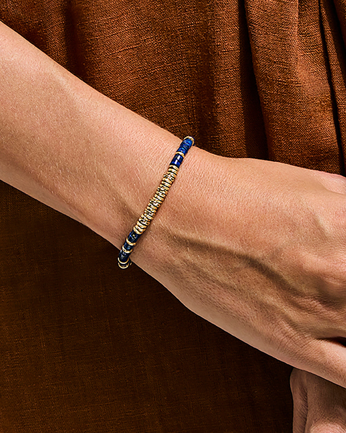 Lapis Lazuli & 14k Gold Heishi Bracelet