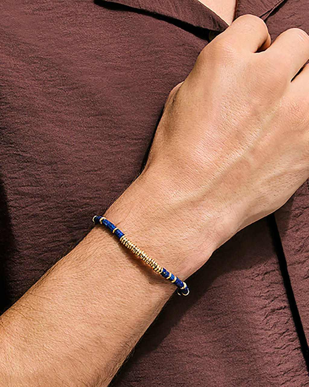 Lapis Lazuli & 14k Gold Heishi Bracelet