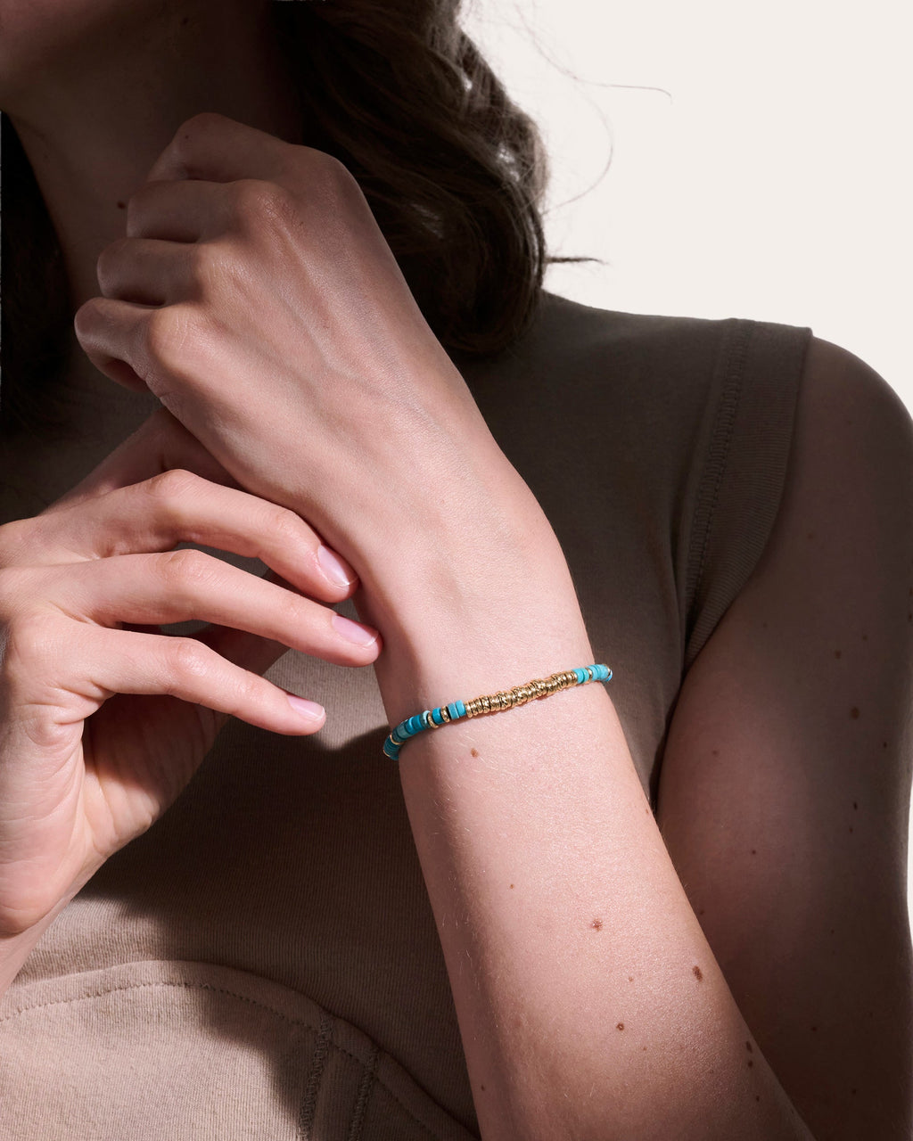 Turquoise & 14k Gold Heishi Bracelet