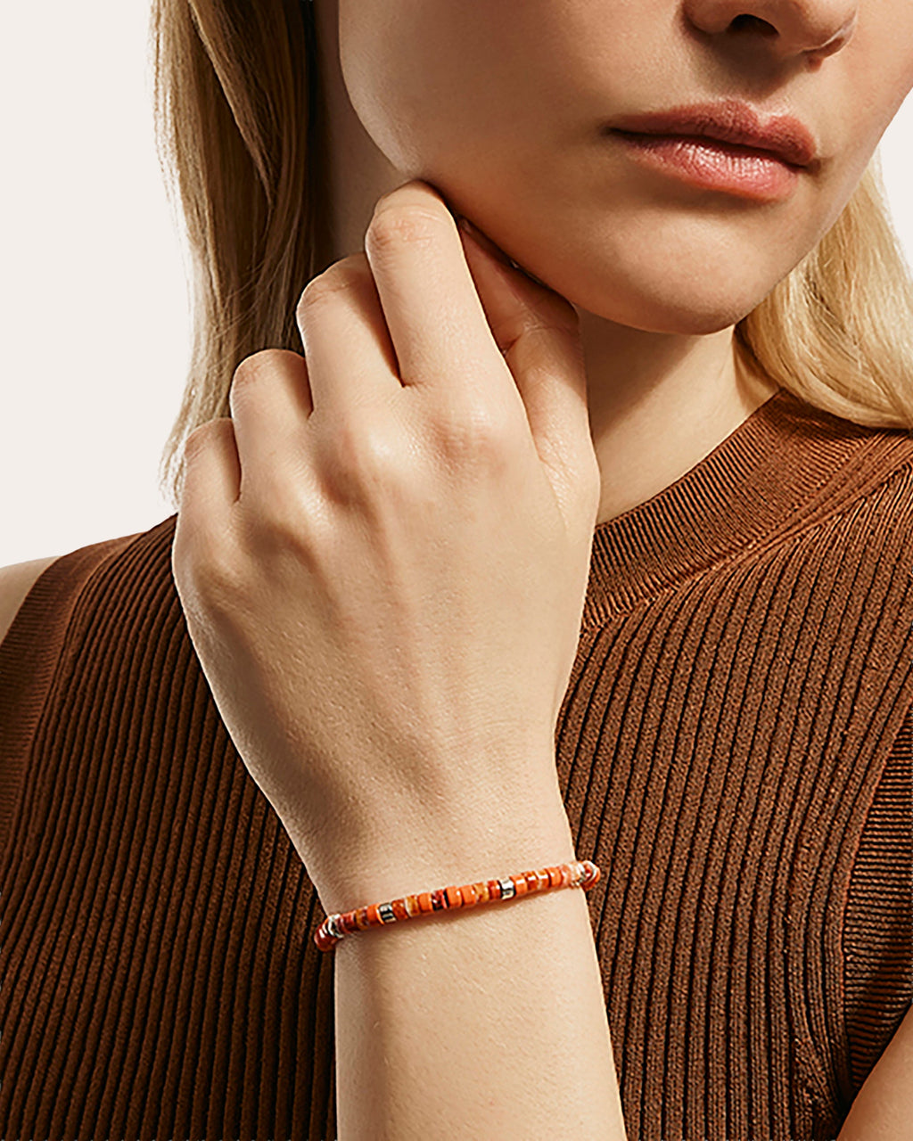Spiny Oyster Heishi Bracelet