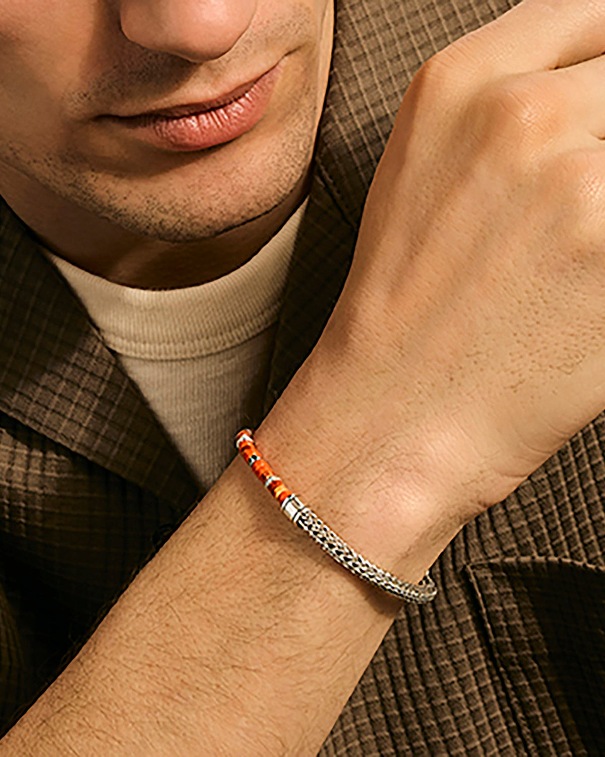 Spiny Oyster Heishi Chain Bracelet