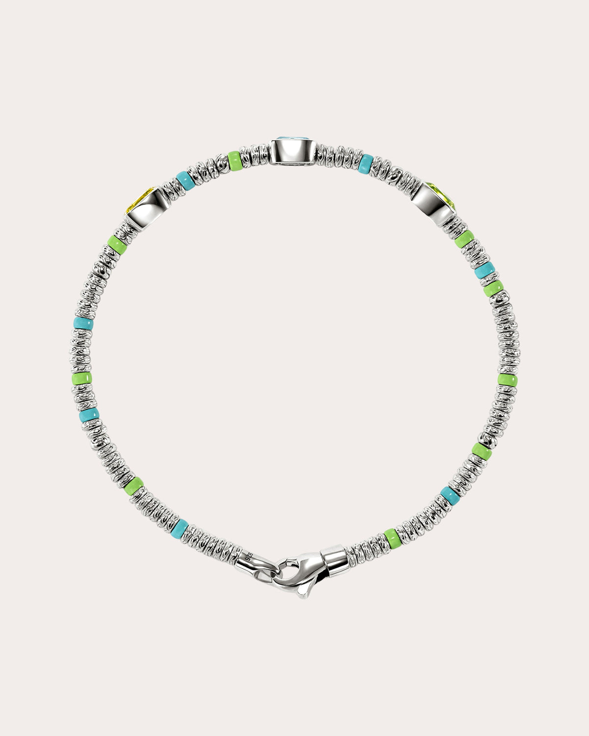 Peridot & Lemon Quartz Heishi Gem Bracelet