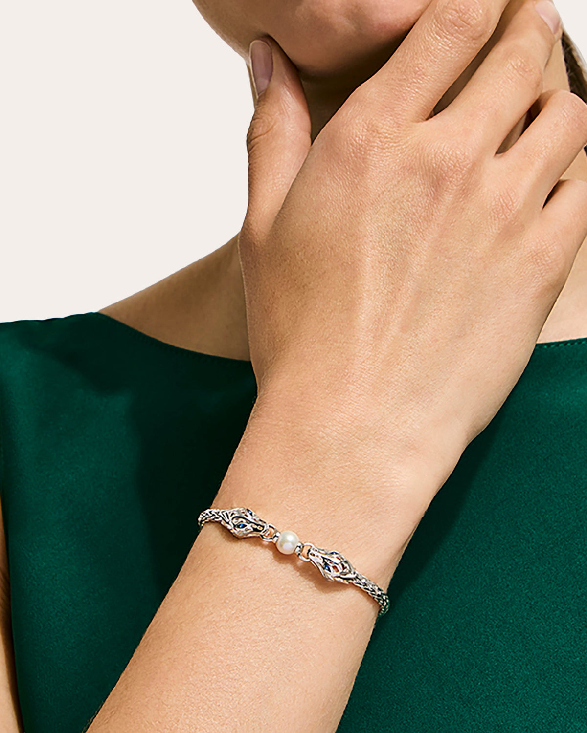 Sapphire & Cultured Pearl Naga Bracelet