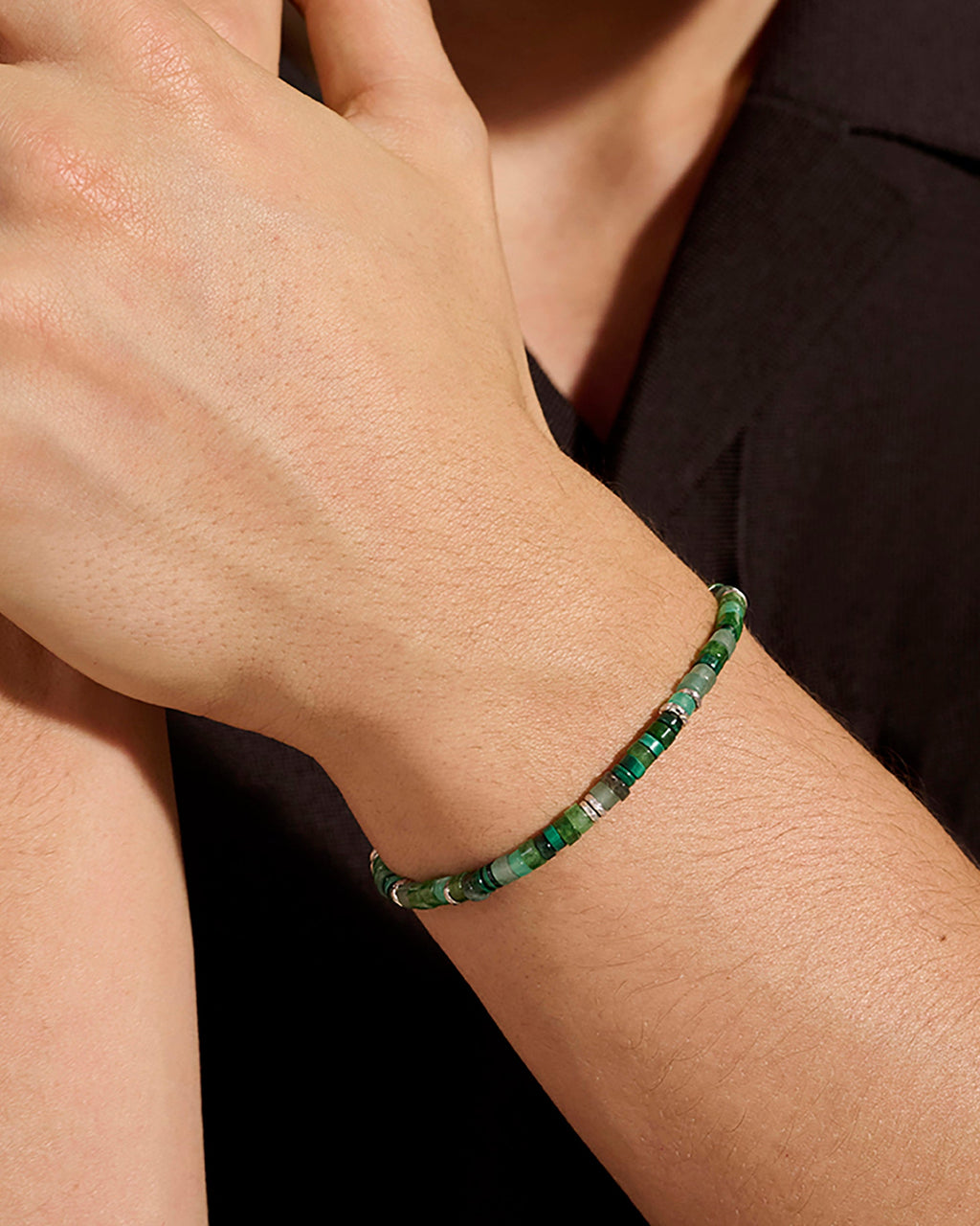 Emerald & Malachite Heishi Bracelet