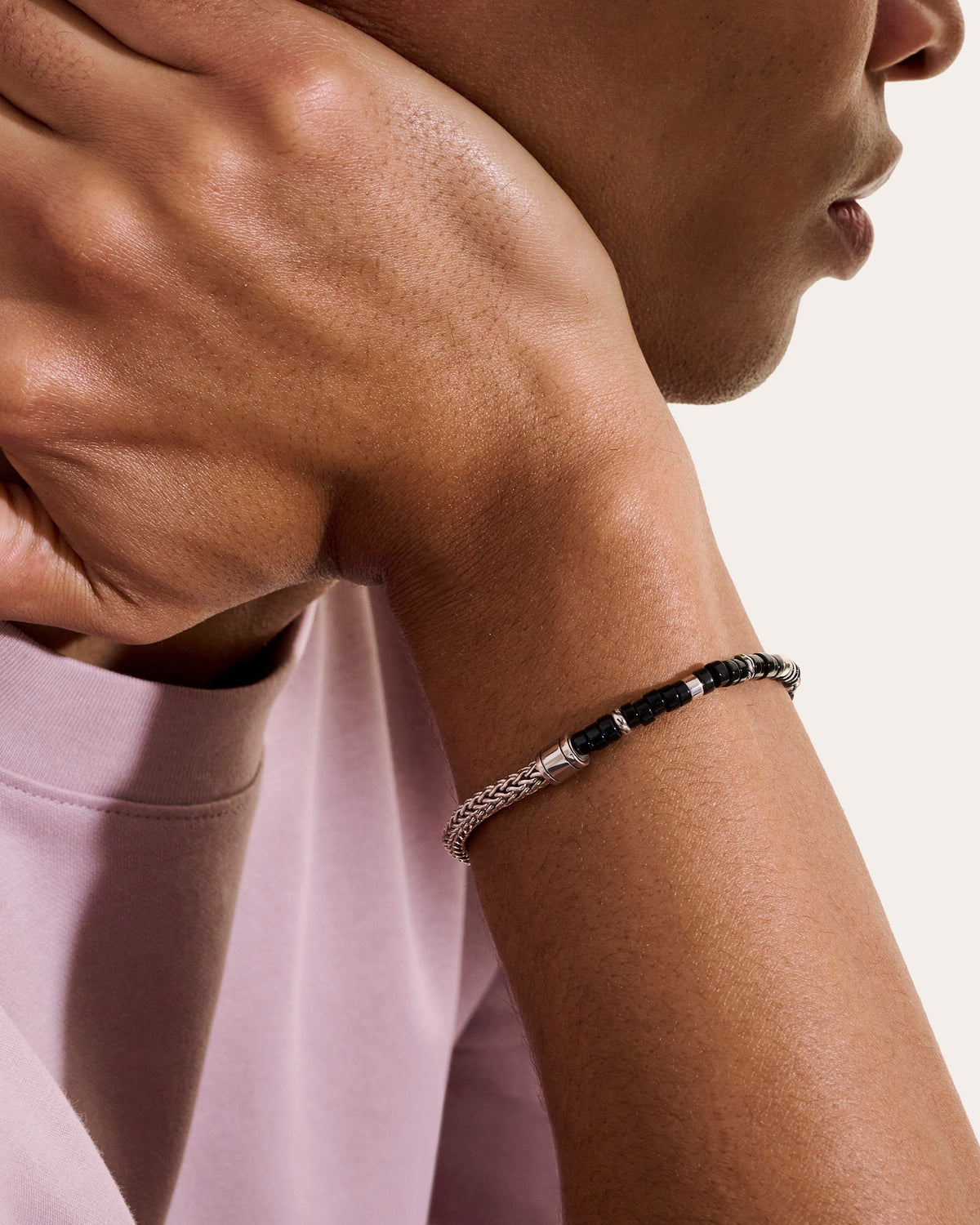 Black Onyx Heishi Chain Bracelet
