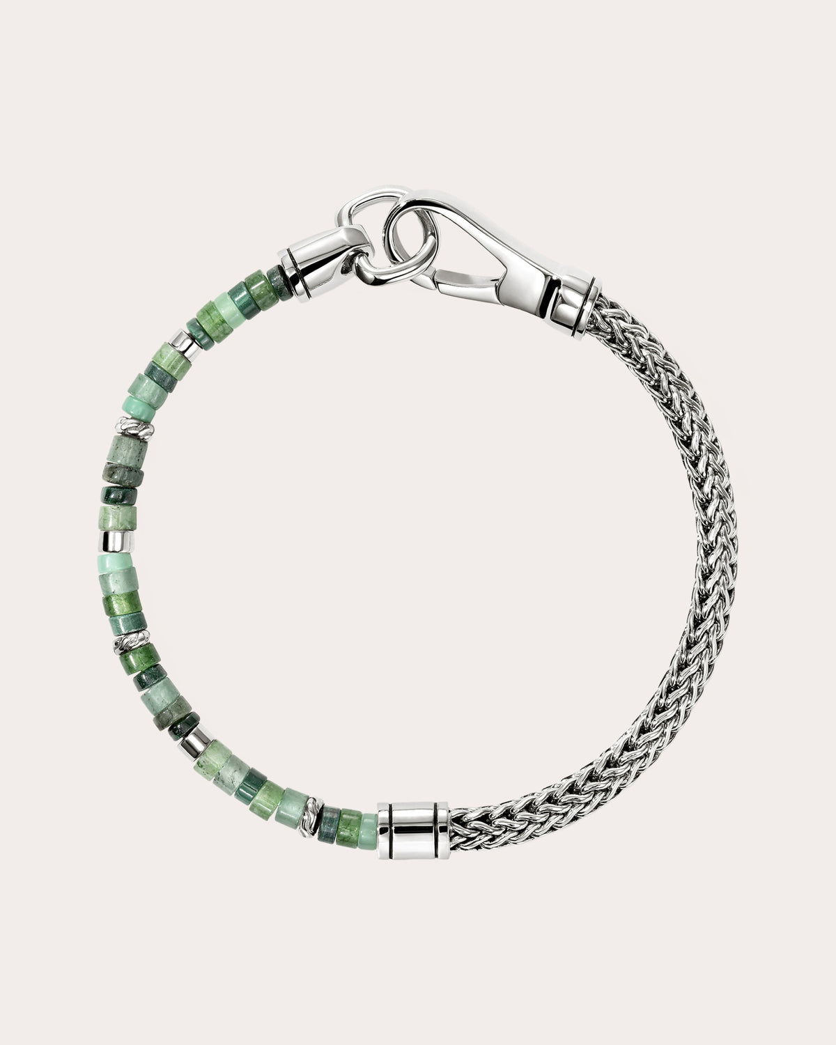 Emerald & Malachite Heishi Chain Bracelet