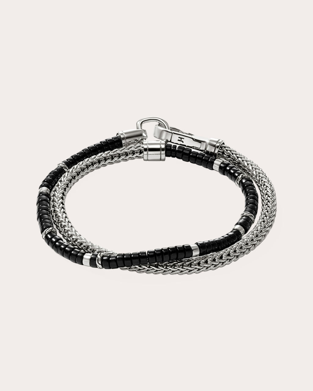 Black Onyx Heishi Chain Wrap Bracelet