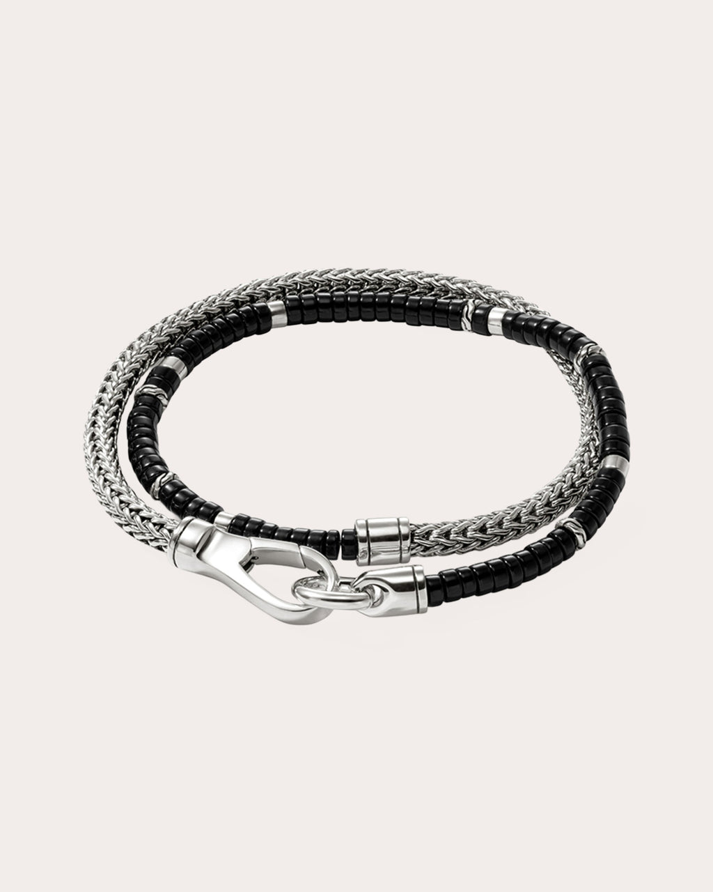 Black Onyx Heishi Chain Wrap Bracelet