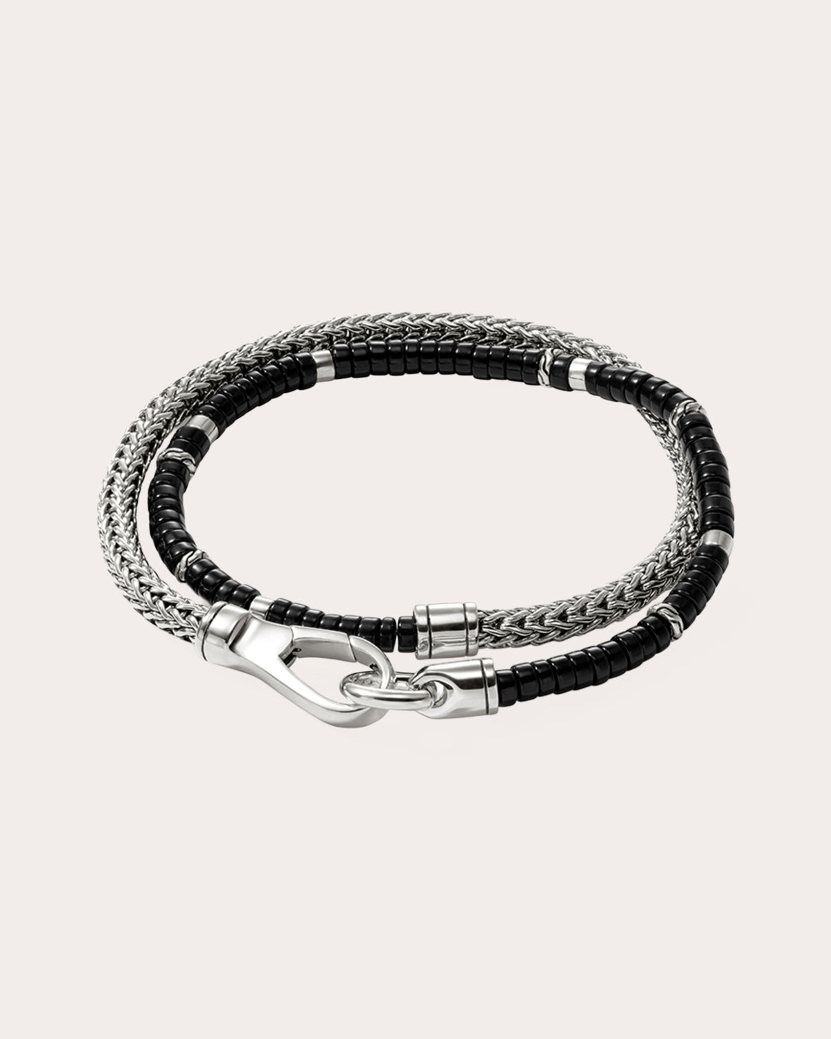 Black Onyx Heishi Chain Wrap Bracelet