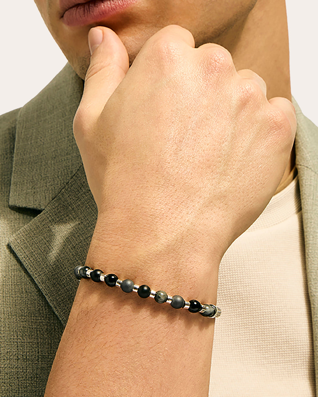 Black Onyx & Hematite Beaded Bracelet