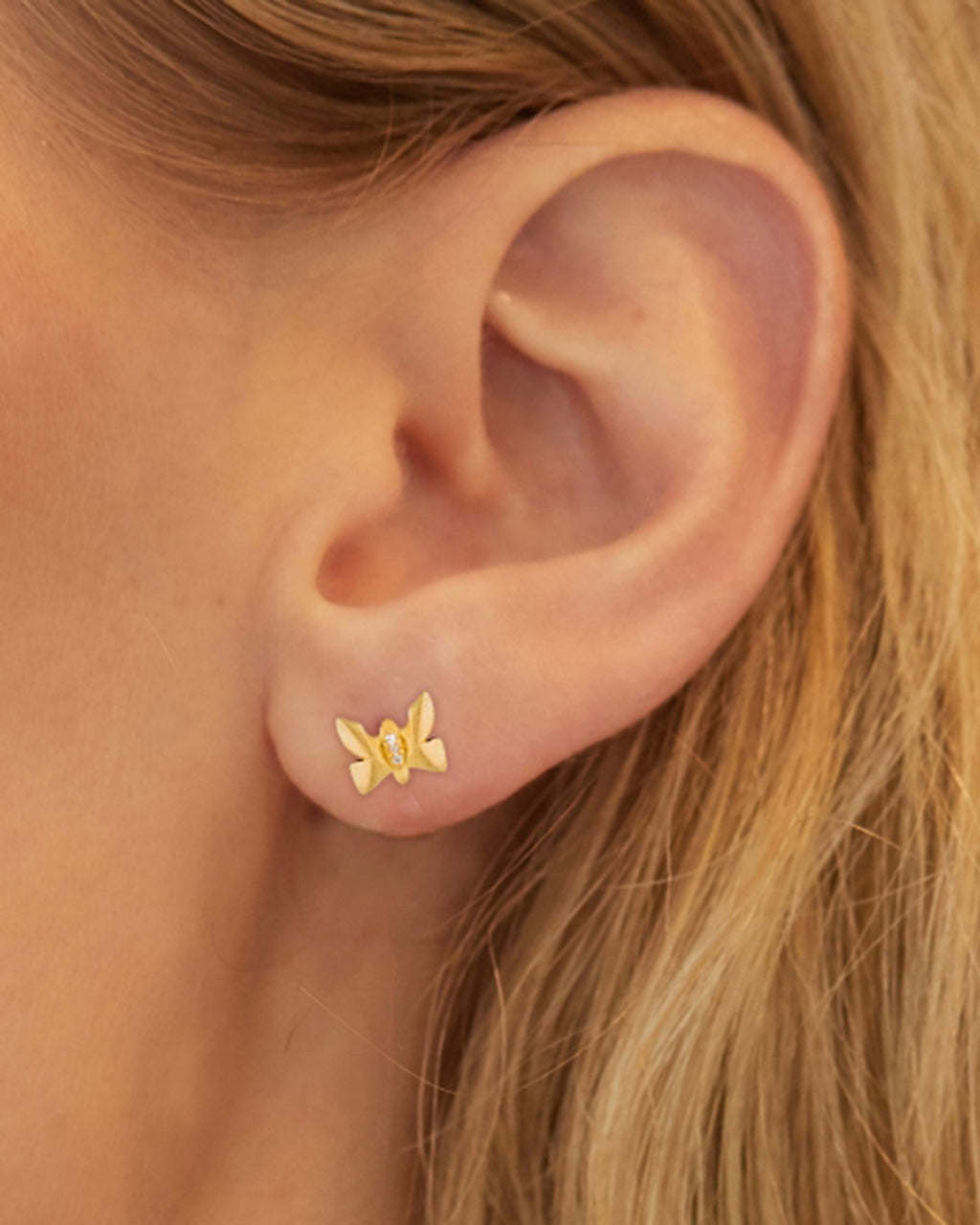 Diamond & 18k Gold Butterfly Stud Earrings