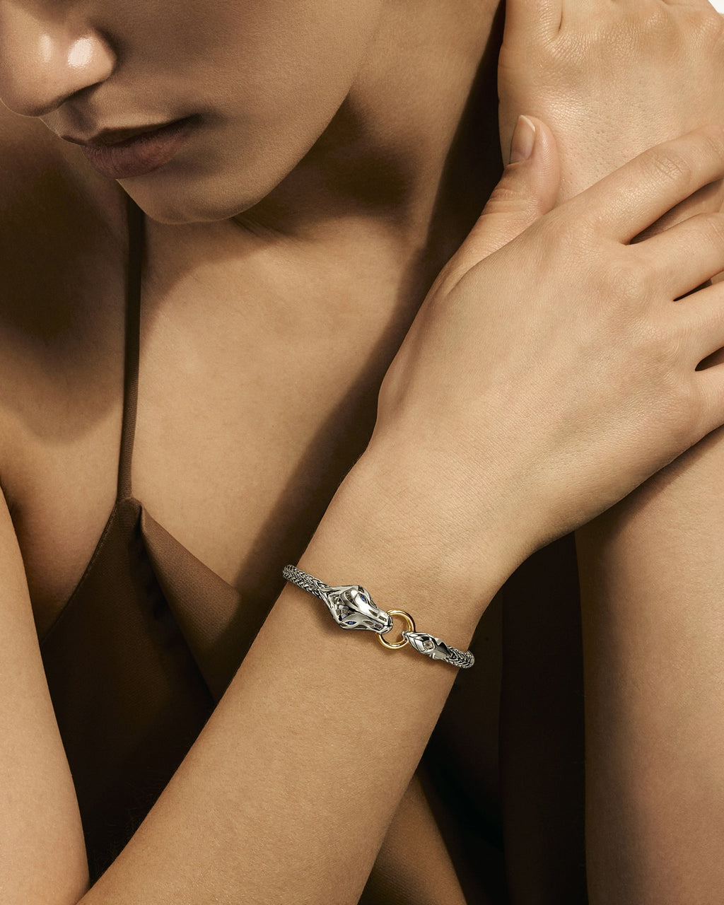 Blue Sapphire Two-Tone Naga Bracelet
