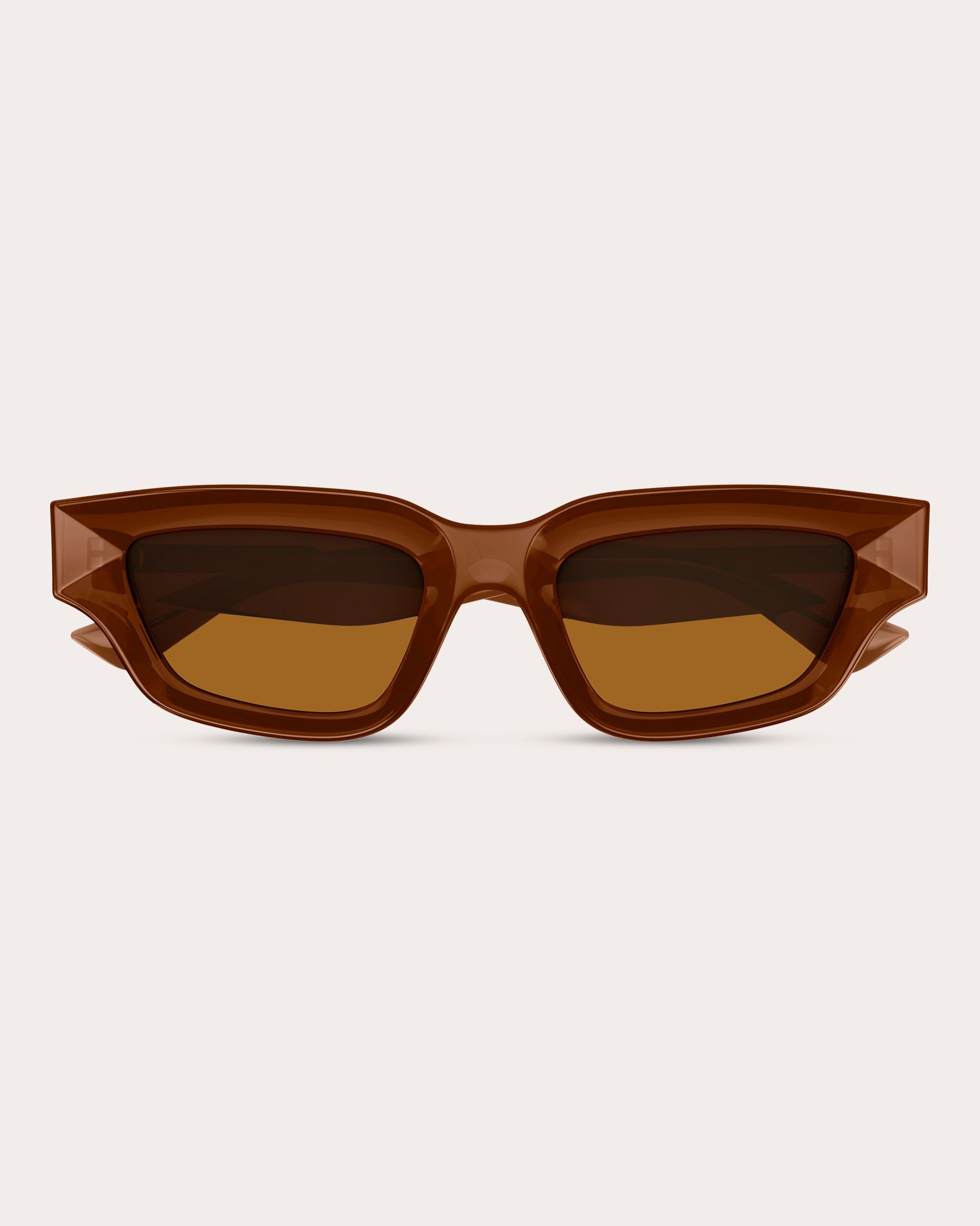 Transparent Brown Edgy Cat-Eye Sunglasses