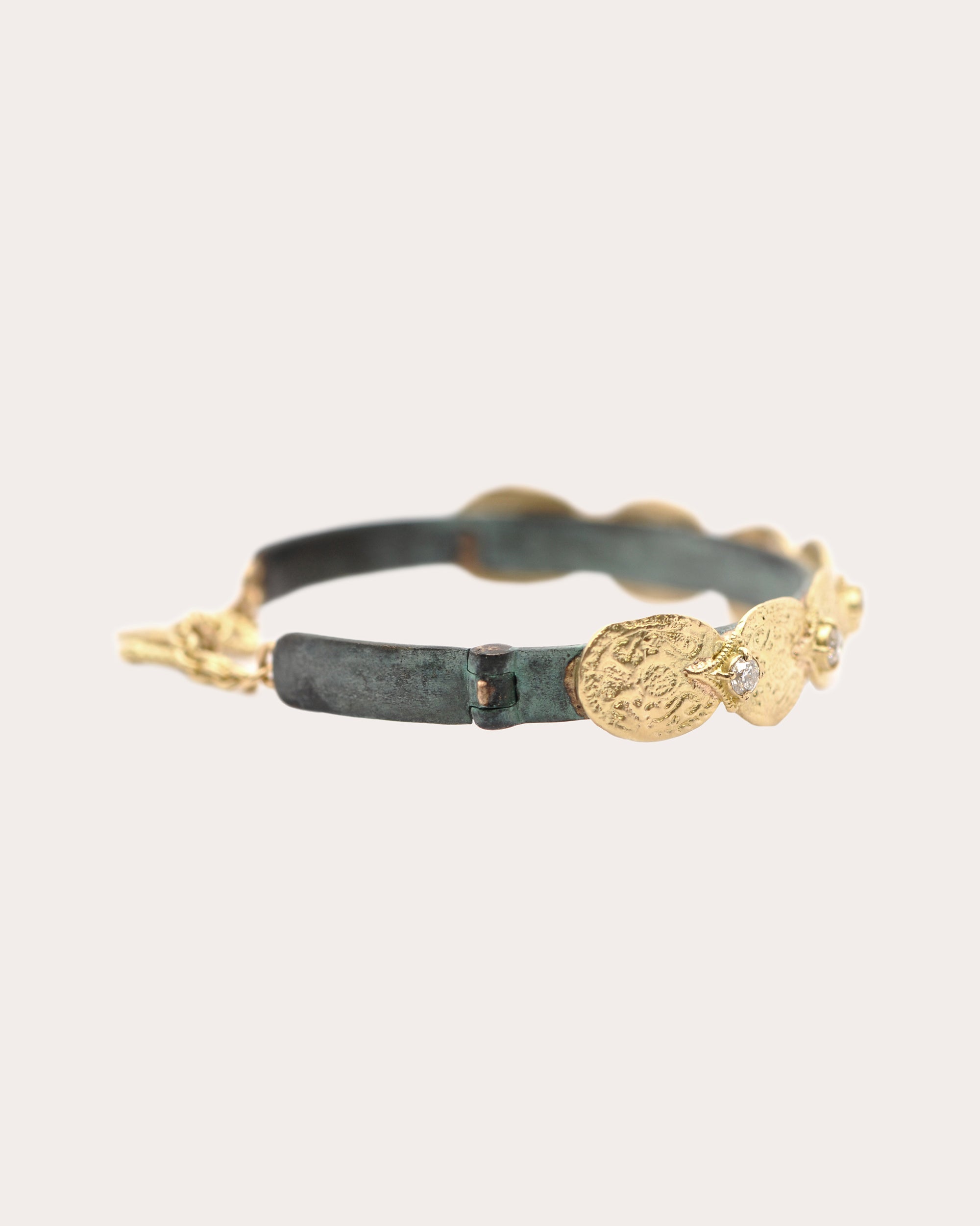 Diamond & 18k Gold Two-Tone Artifact Coin Cuff