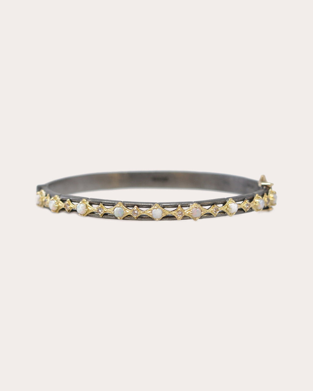 Morganite & Opal Blackened Two-Tone Crivelli Bangle