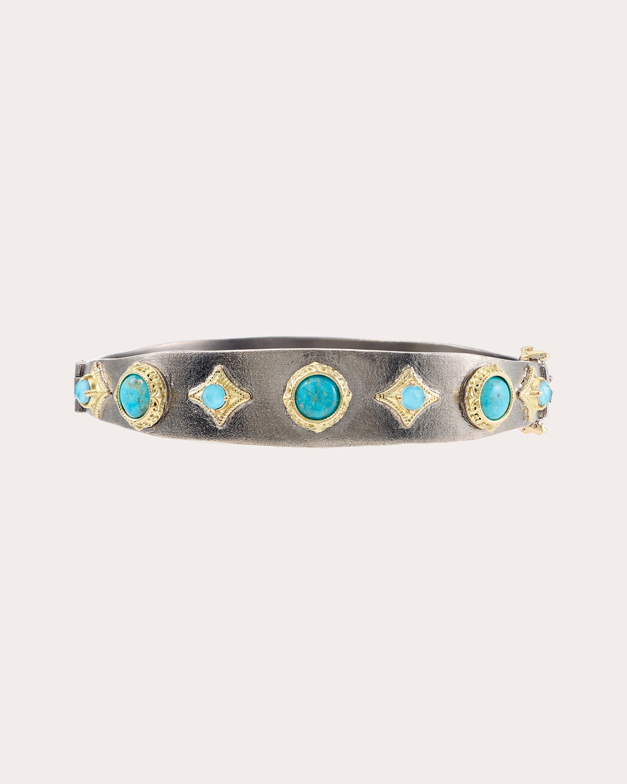 Turquoise Two-Tone Blackened Old World Bracelet