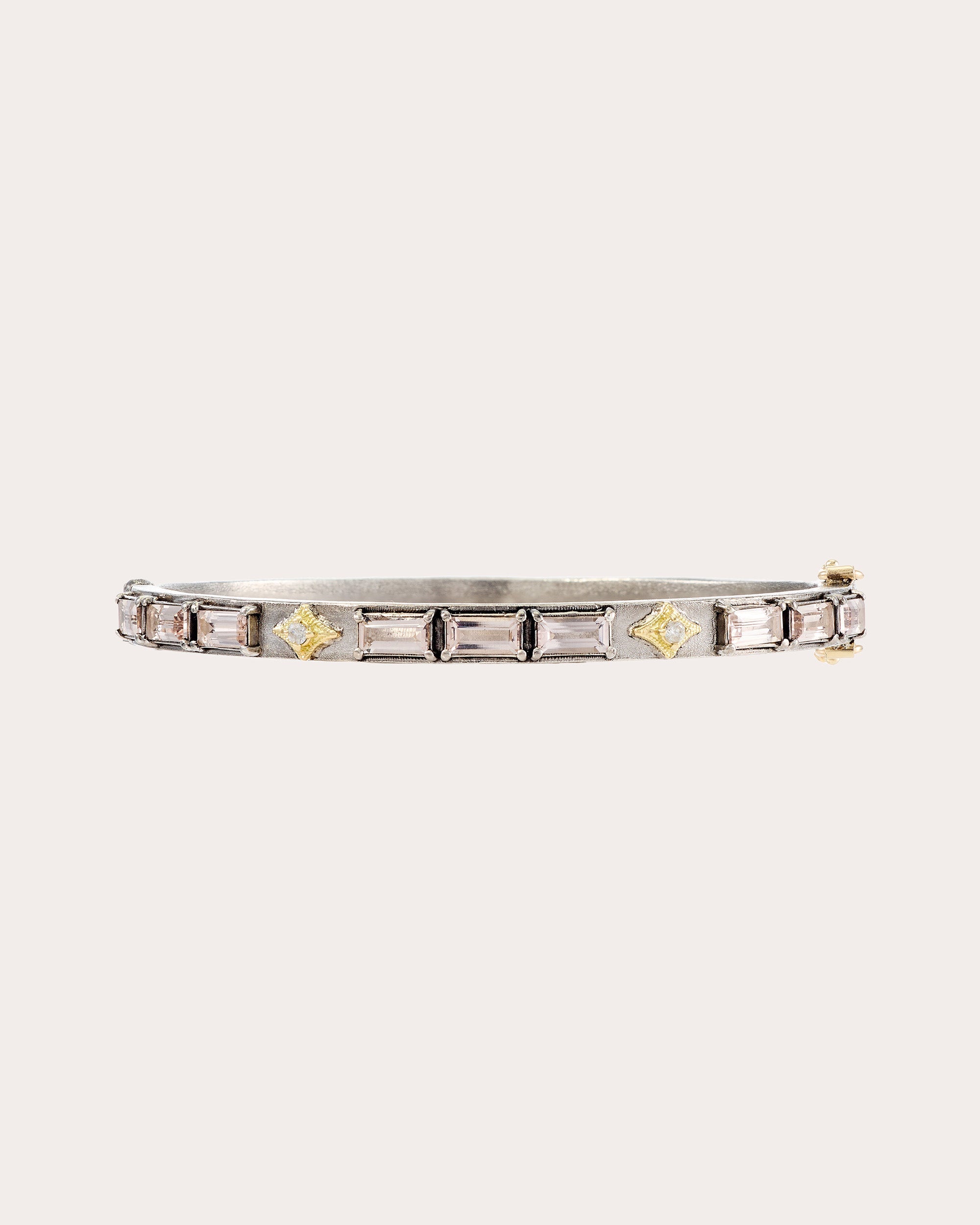 Diamond & Morganite Two-Tone Baguette Bracelet