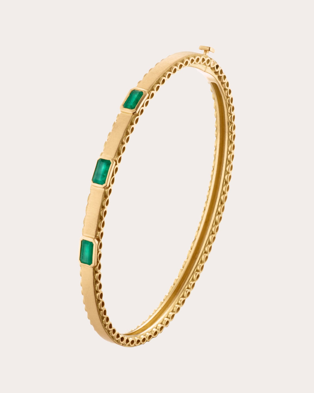 Emerald & 18k Gold Infinity Bangle