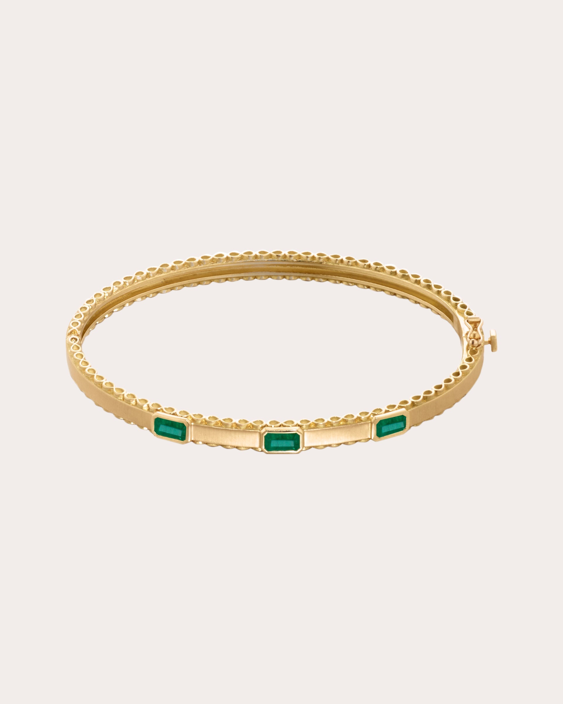 Emerald & 18k Gold Infinity Bangle