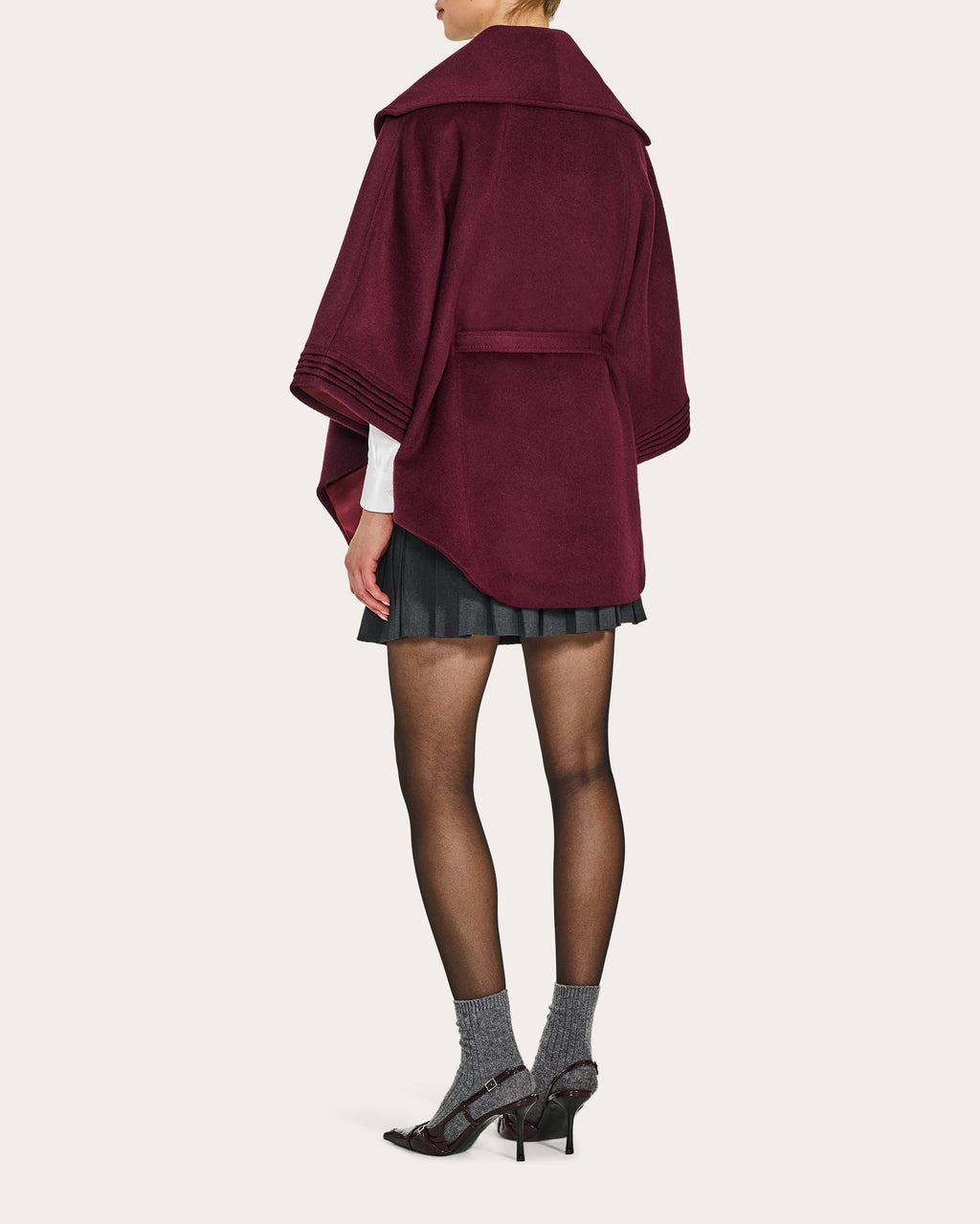 Baby Alpaca Belted Shawl Collar Cape