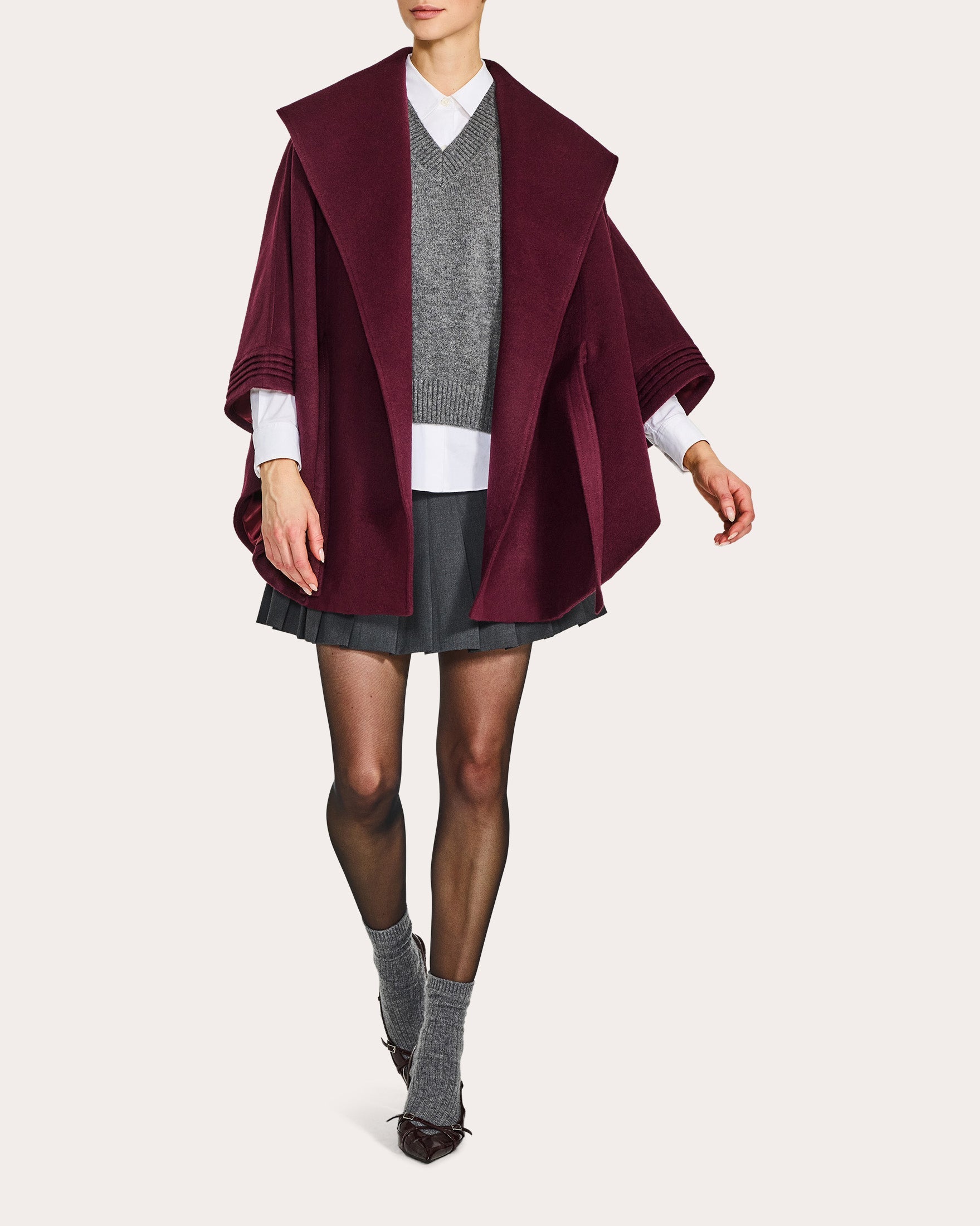 Baby Alpaca Belted Shawl Collar Cape