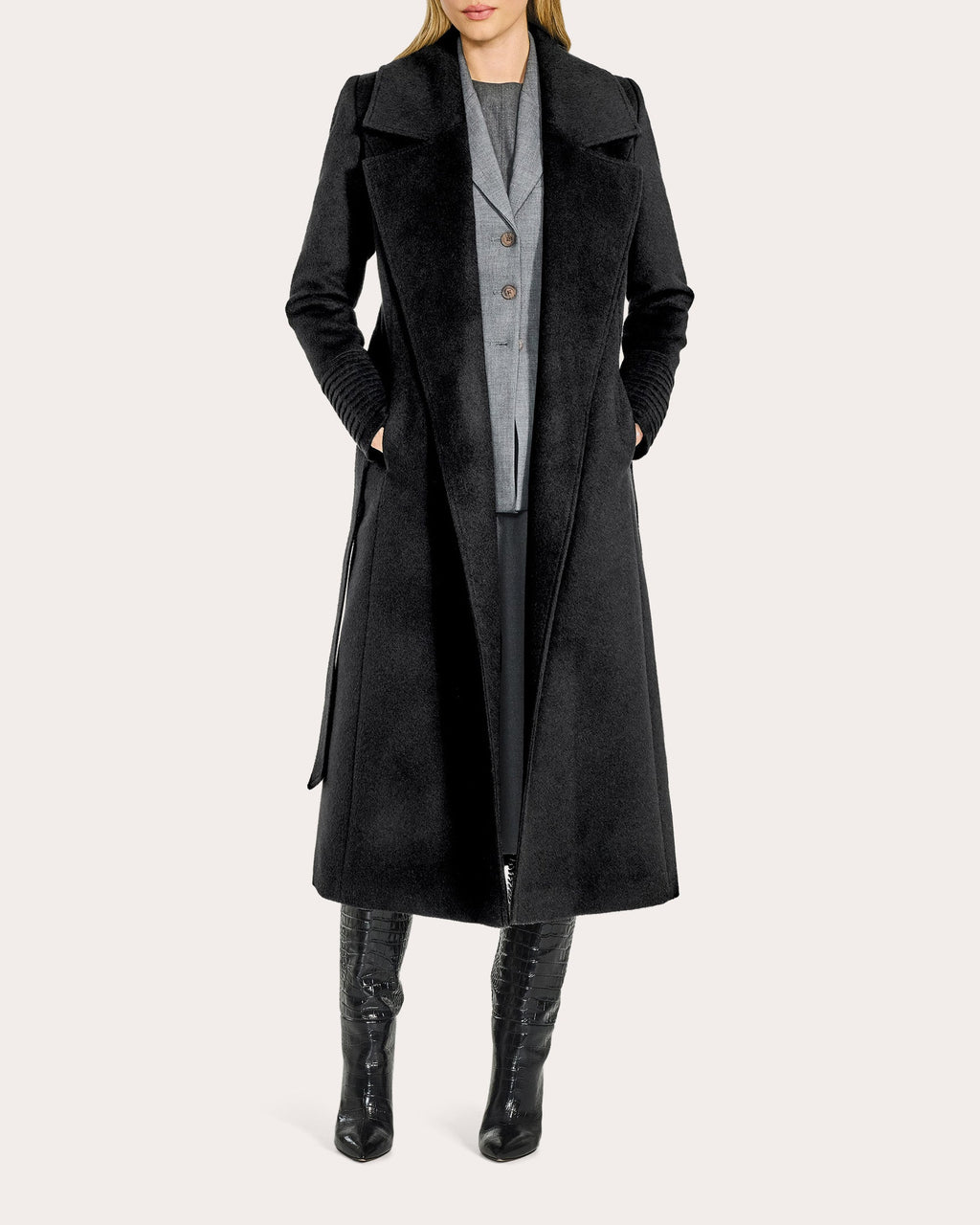 Alpaca Wool Oversized Notch Collar Long Wrap Coat