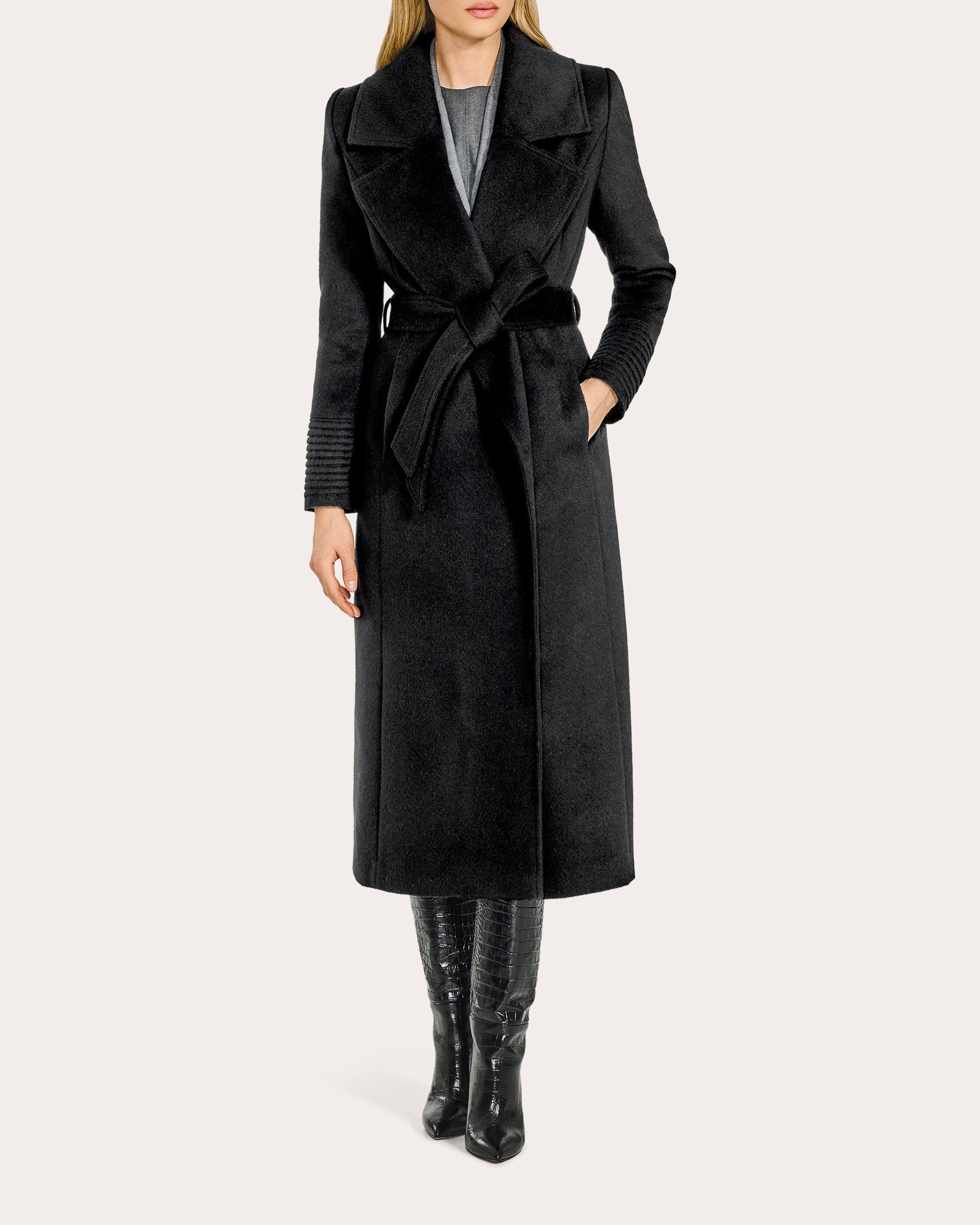 Alpaca Wool Oversized Notch Collar Long Wrap Coat