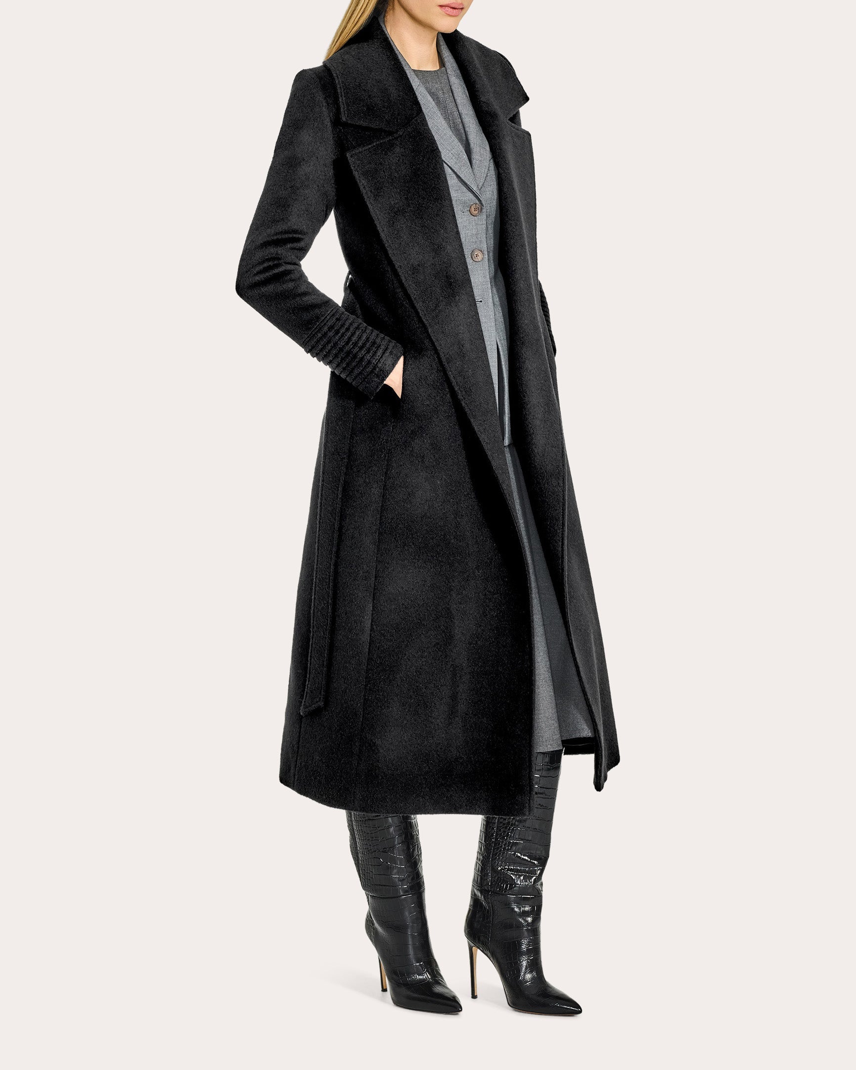 Alpaca Wool Oversized Notch Collar Long Wrap Coat