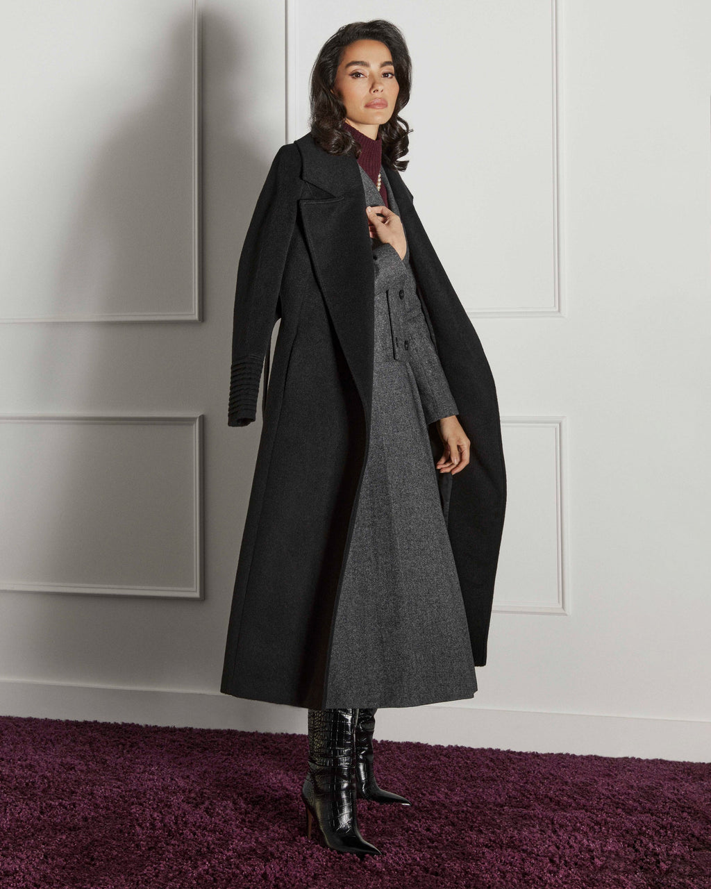 Alpaca Wool Oversized Notch Collar Long Wrap Coat