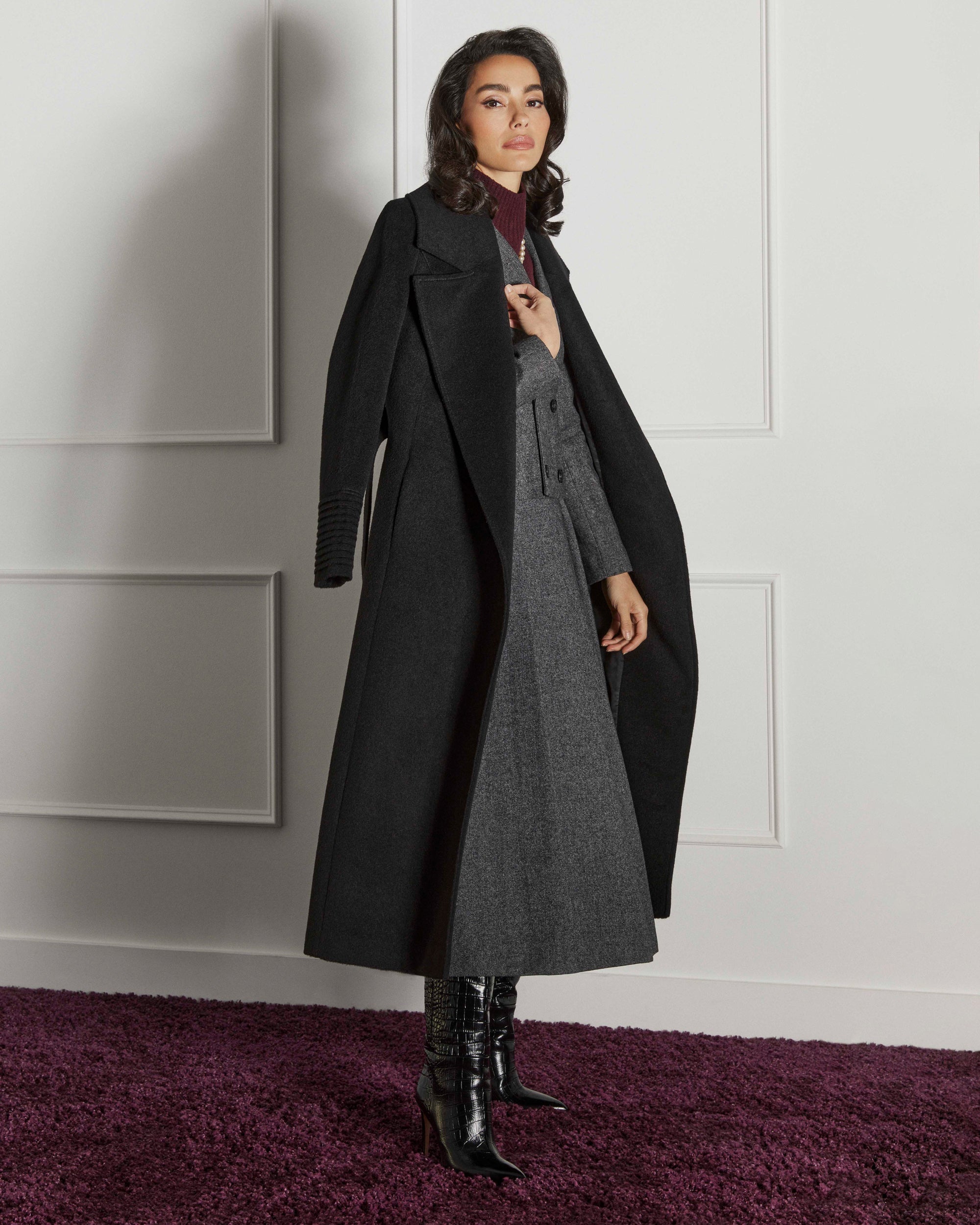 Alpaca Wool Oversized Notch Collar Long Wrap Coat
