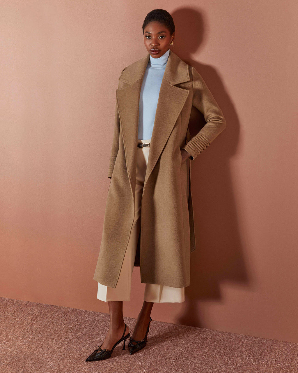 Alpaca Wool Oversized Notch Collar Long Wrap Coat