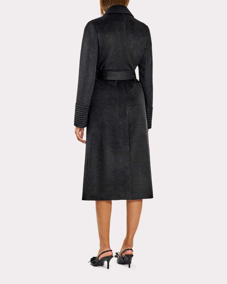 Baby Alpaca Notch Collar Long Wrap Coat